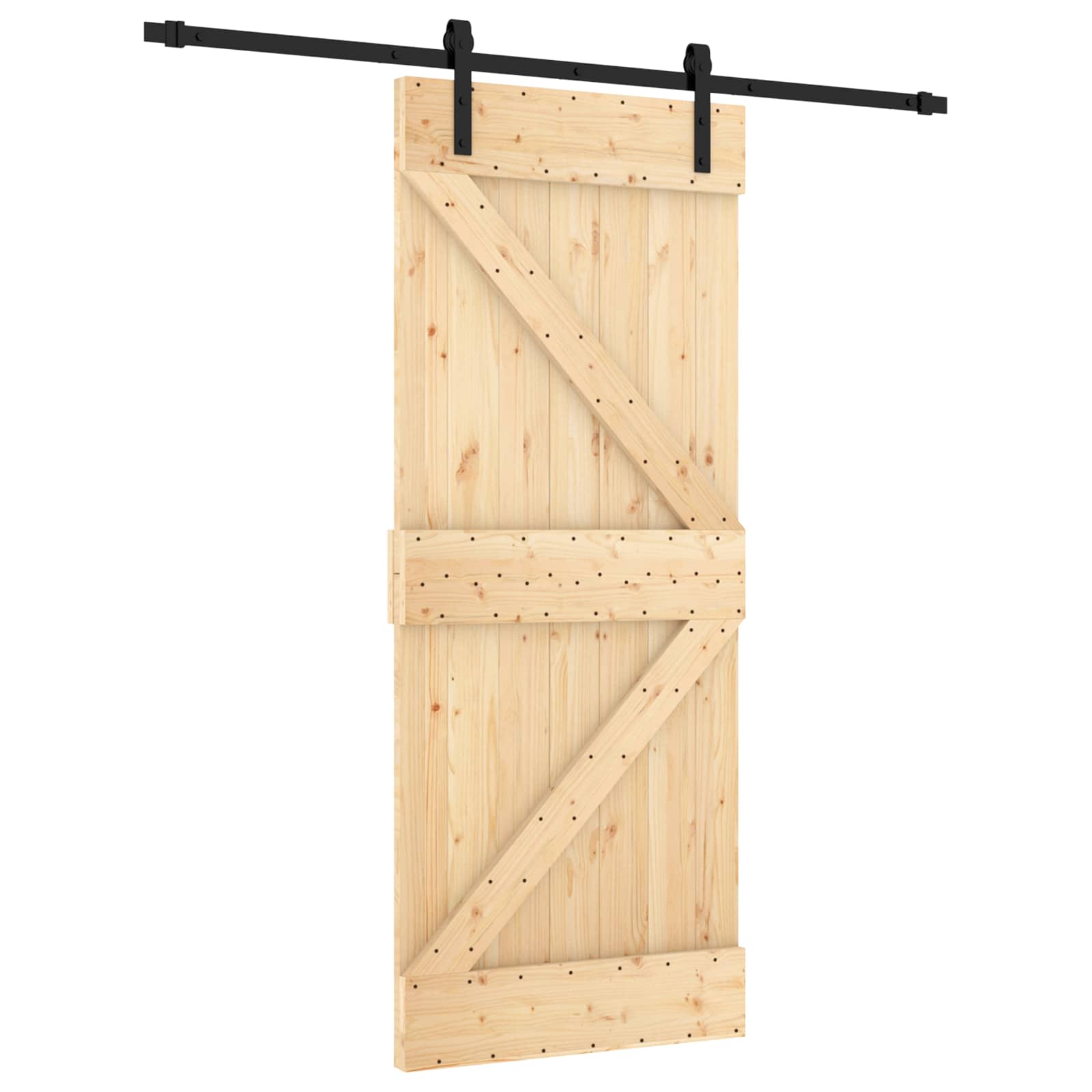 Συρόμενη Πόρτα Φυσικό και Μαύρο 85 x 210 cm - Pakobazaar