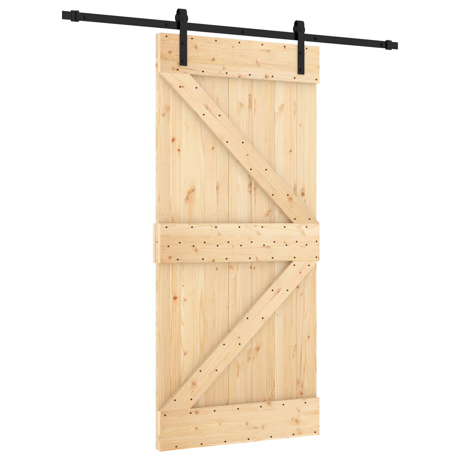 Συρόμενη Πόρτα Φυσικό και Μαύρο 95 x 210 cm - Pakobazaar