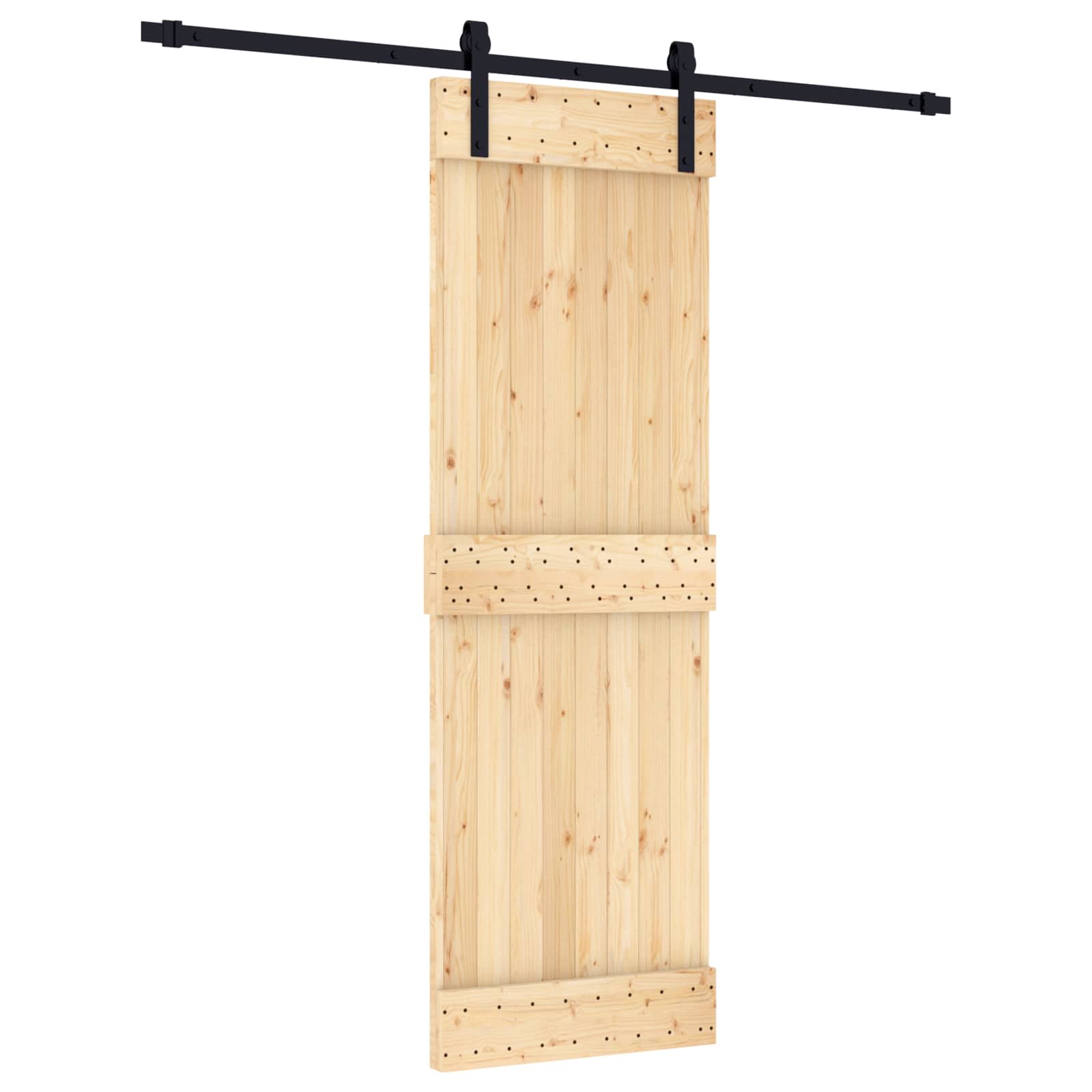 Συρόμενη Πόρτα Φυσικό και Μαύρο 70 x 210 cm - Pakobazaar