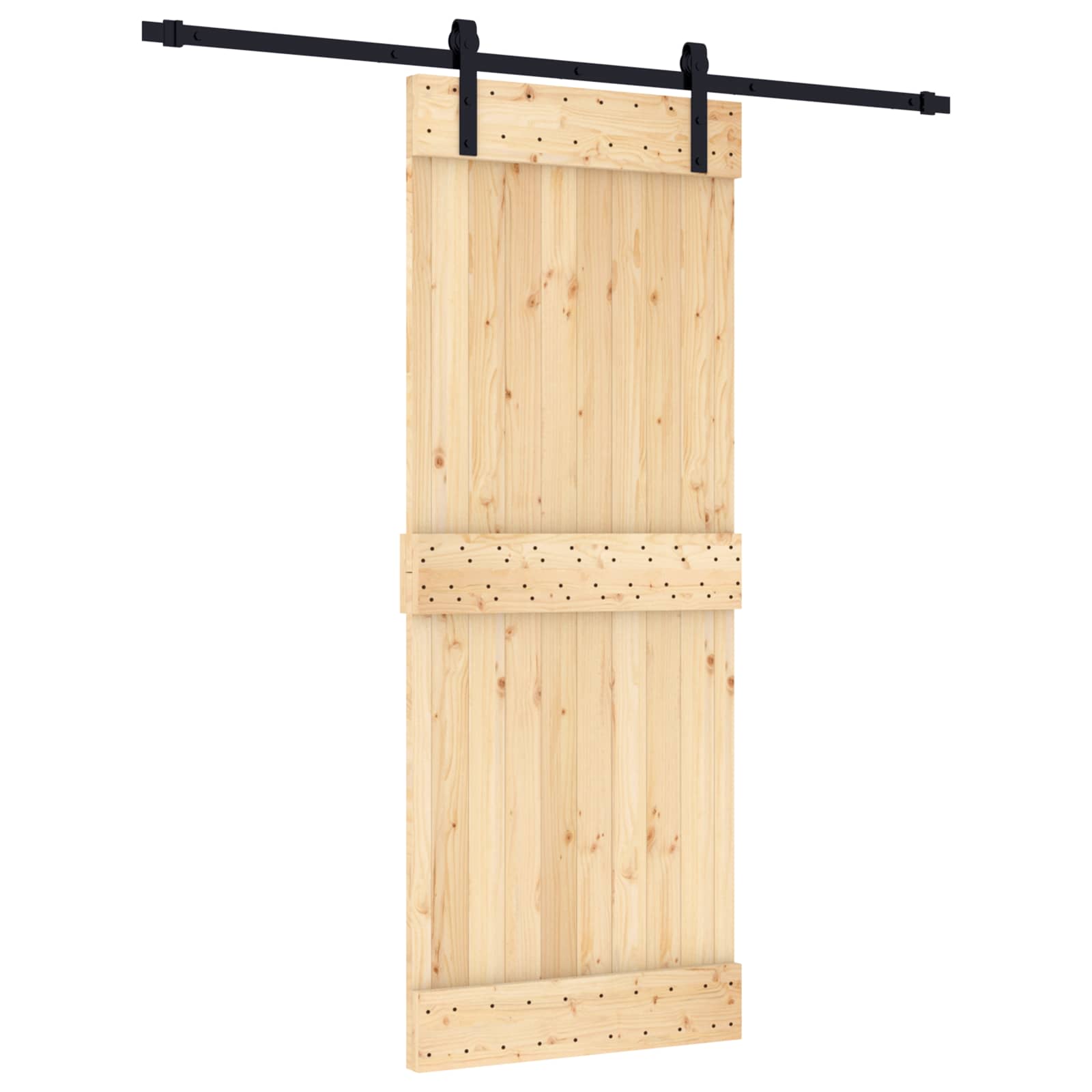 Συρόμενη Πόρτα Φυσικό και Μαύρο 80 x 210 cm - Pakobazaar
