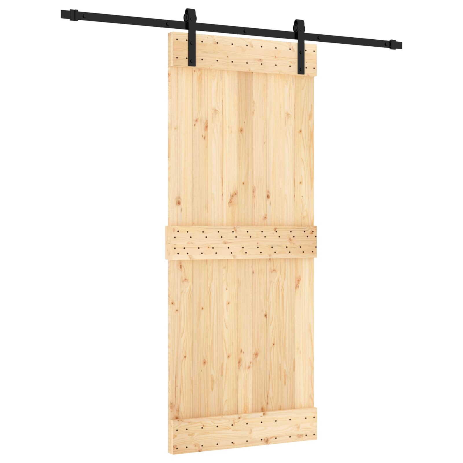 Συρόμενη Πόρτα Φυσικό και Μαύρο 85 x 210 cm - Pakobazaar