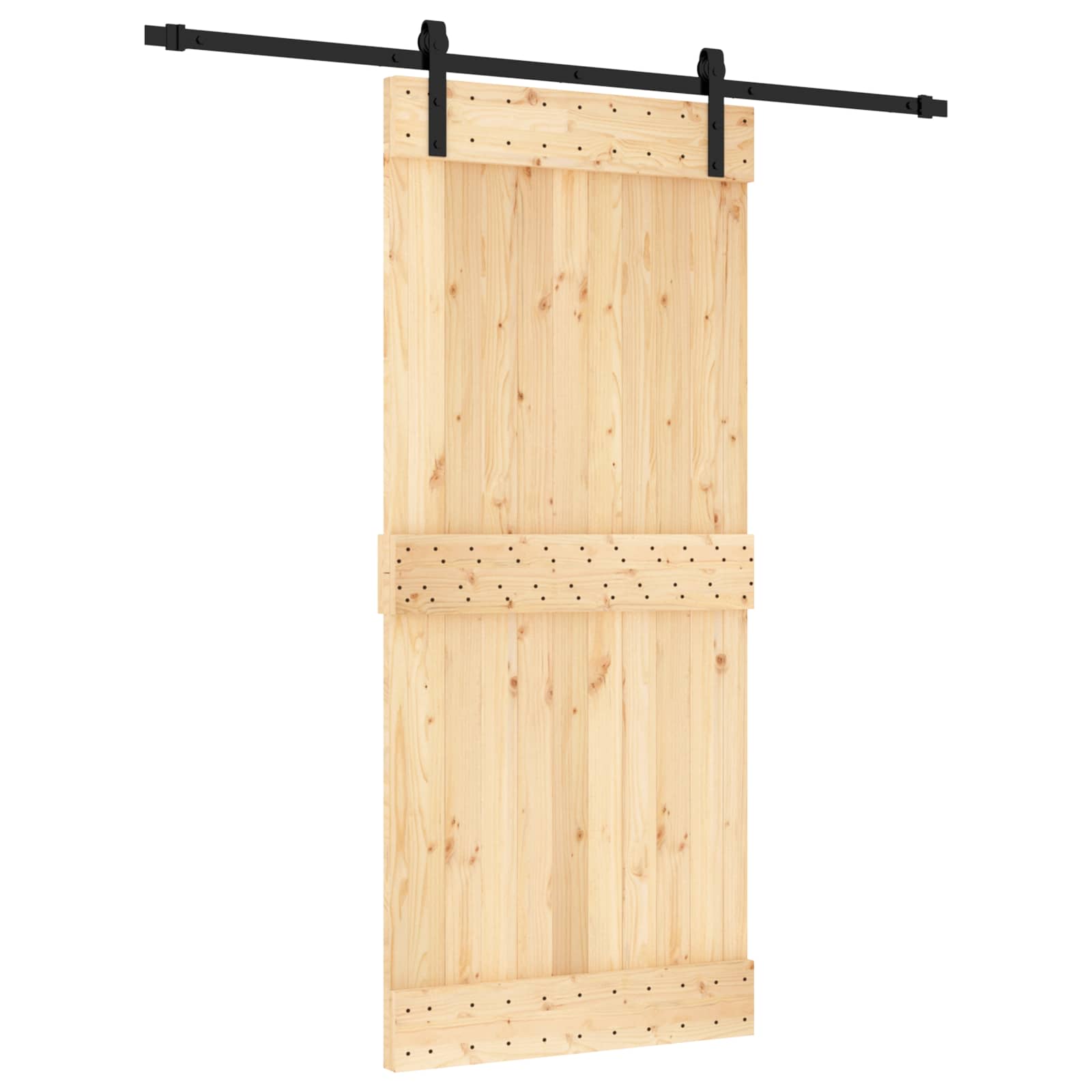 Συρόμενη Πόρτα Φυσικό και Μαύρο 90 x 210 cm - Pakobazaar