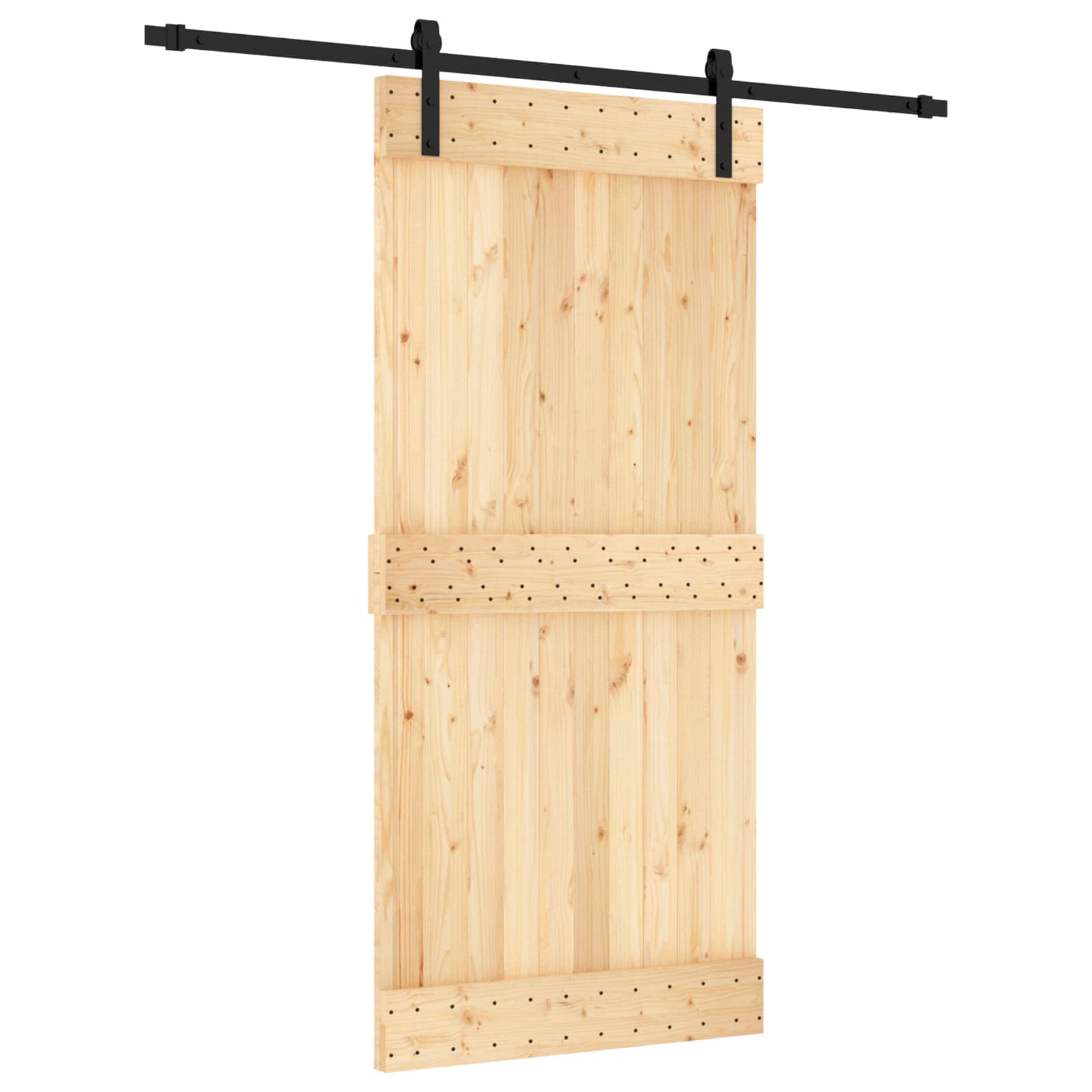Συρόμενη Πόρτα Φυσικό και Μαύρο 95 x 210 cm - Pakobazaar