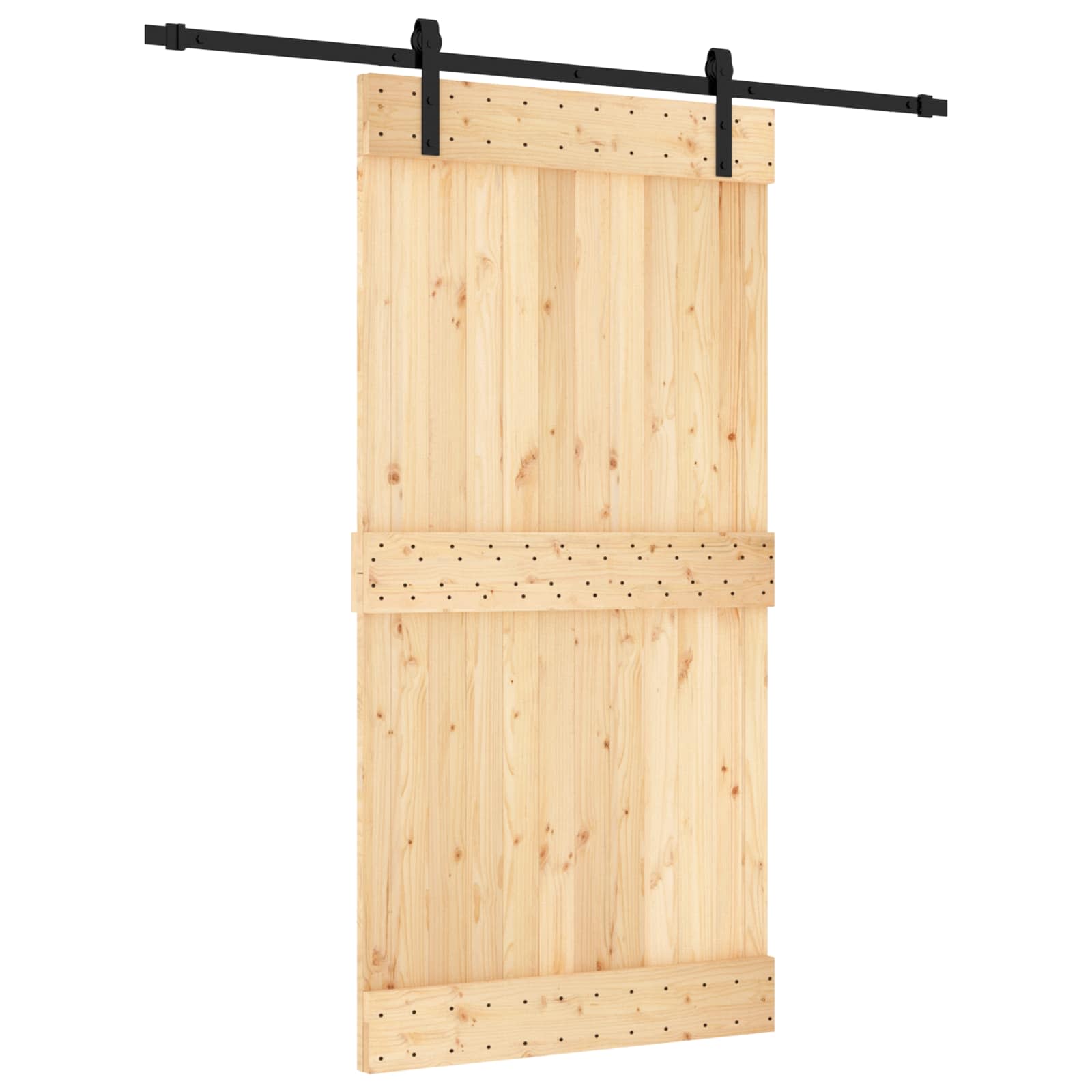 Συρόμενη Πόρτα Φυσικό και Μαύρο 100 x 210 cm - Pakobazaar