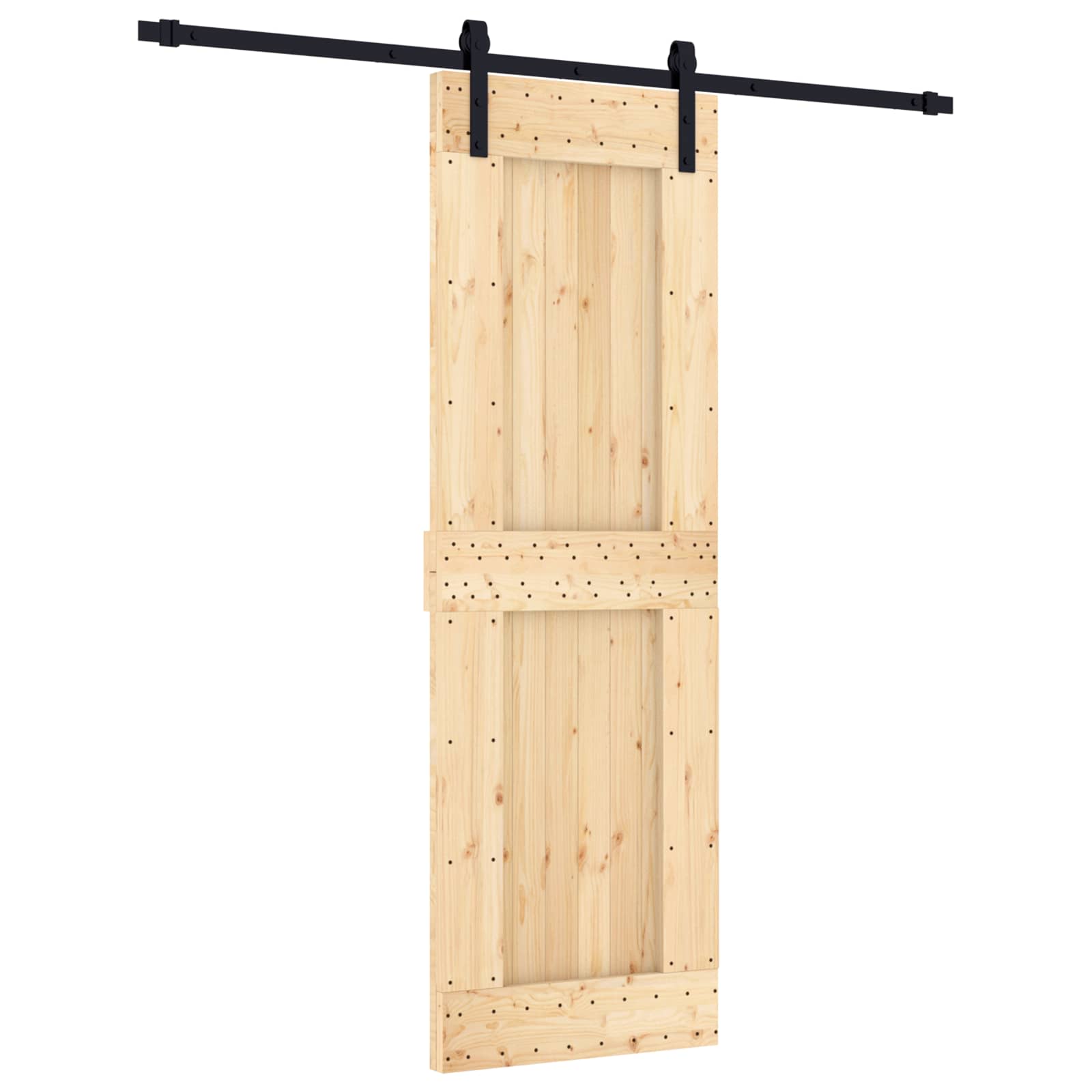 Συρόμενη Πόρτα Φυσικό και Μαύρο 70 x 210 cm - Pakobazaar