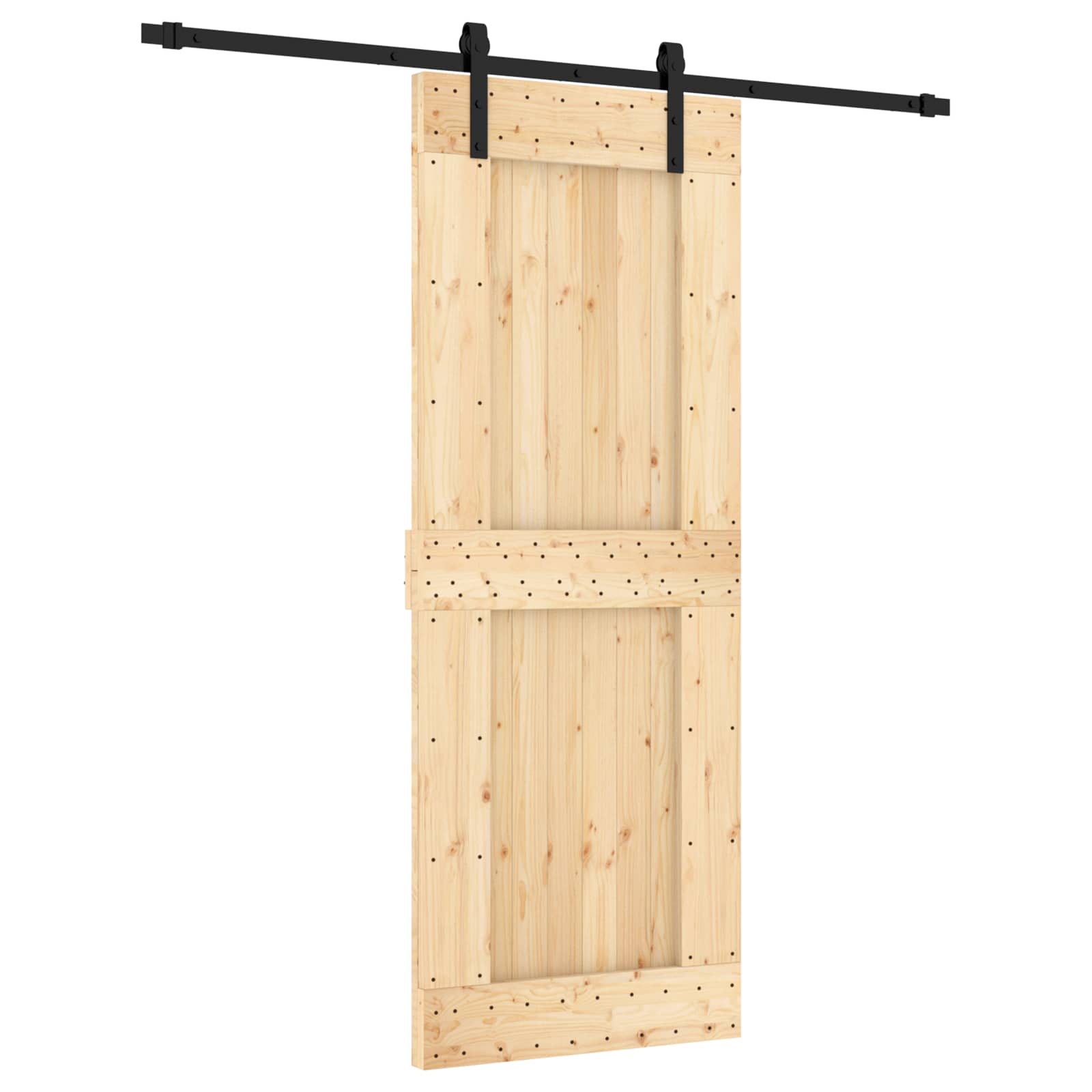 Συρόμενη Πόρτα Φυσικό και Μαύρο 80 x 210 cm - Pakobazaar
