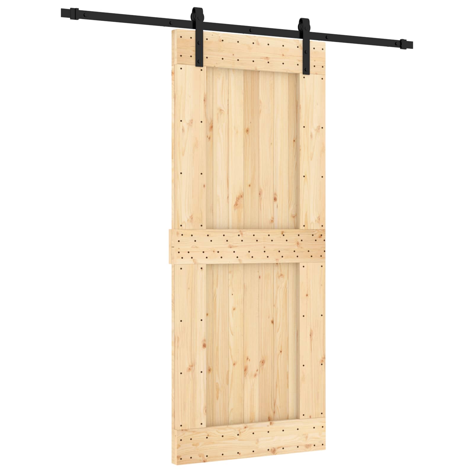 Συρόμενη Πόρτα Φυσικό και Μαύρο 85 x 210 cm - Pakobazaar