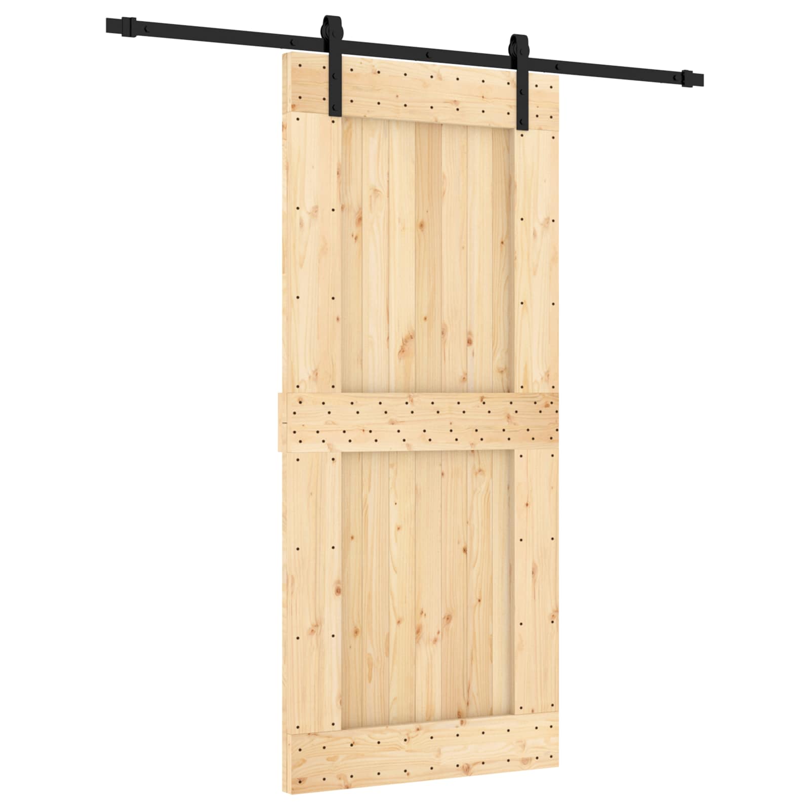 Συρόμενη Πόρτα Φυσικό και Μαύρο 90 x 210 cm - Pakobazaar