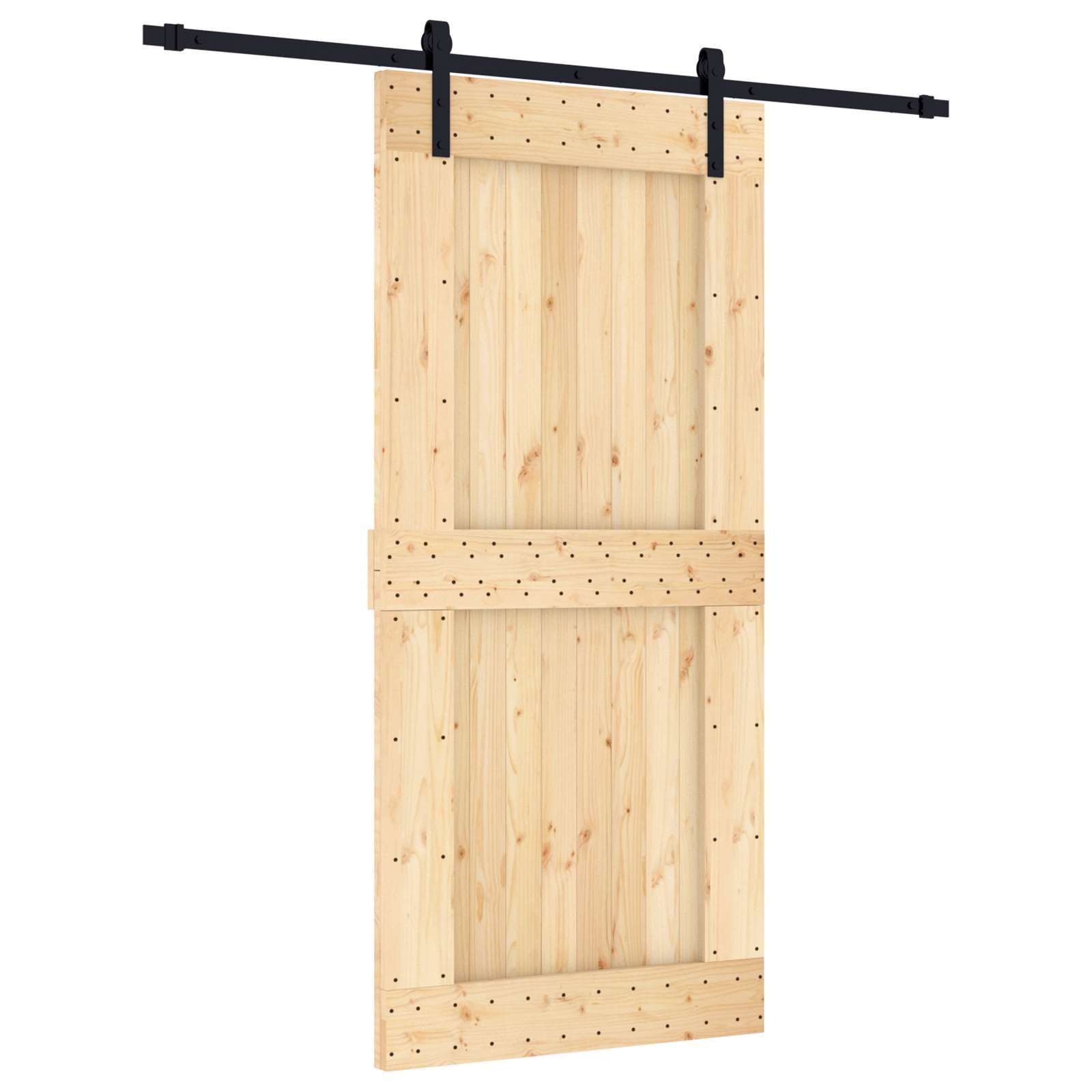 Συρόμενη Πόρτα Φυσικό και Μαύρο 95 x 210 cm - Pakobazaar