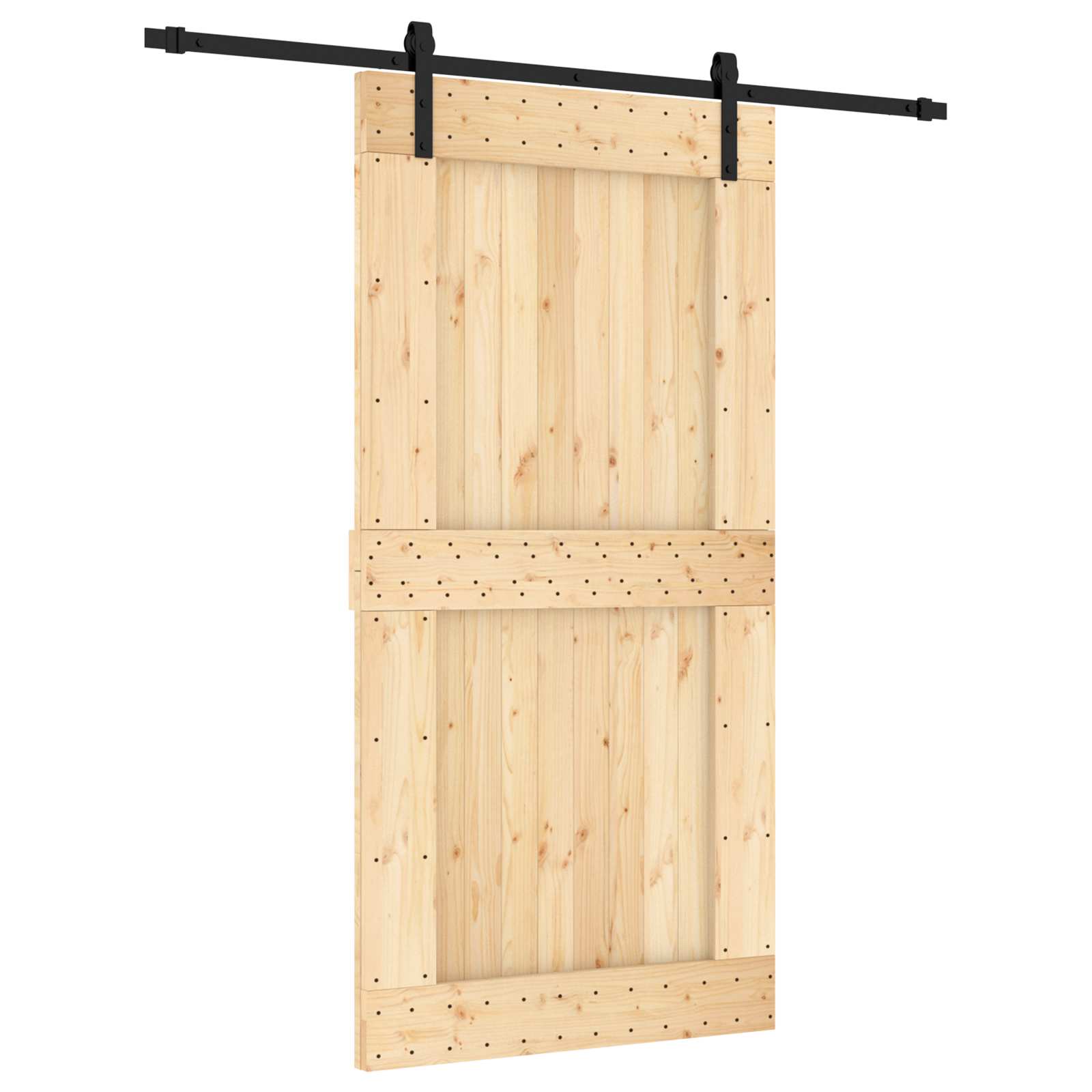 Συρόμενη Πόρτα Φυσικό και Μαύρο 100 x 210 cm - Pakobazaar