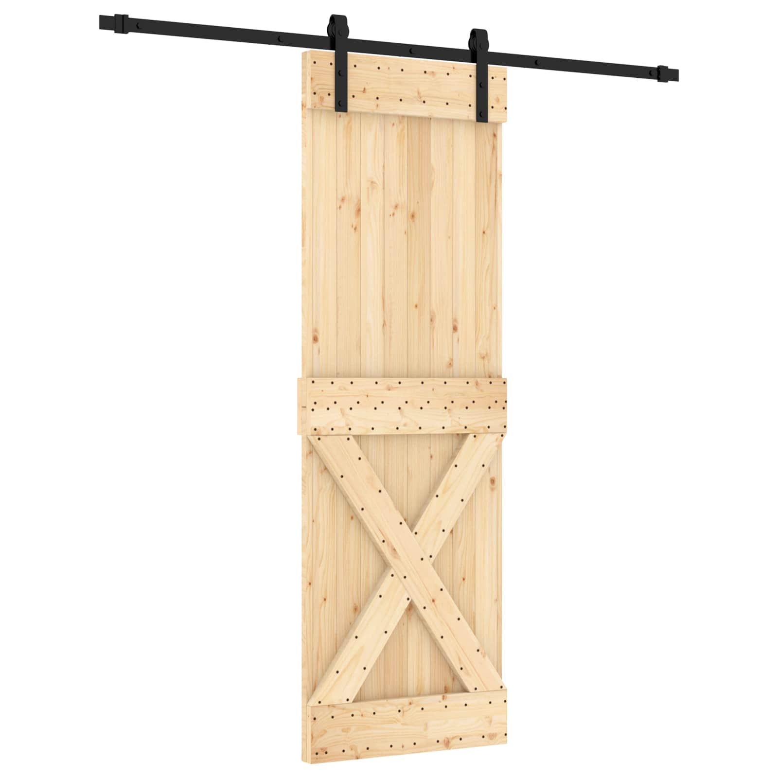 Συρόμενη Πόρτα Φυσικό και Μαύρο 70 x 210 cm - Pakobazaar