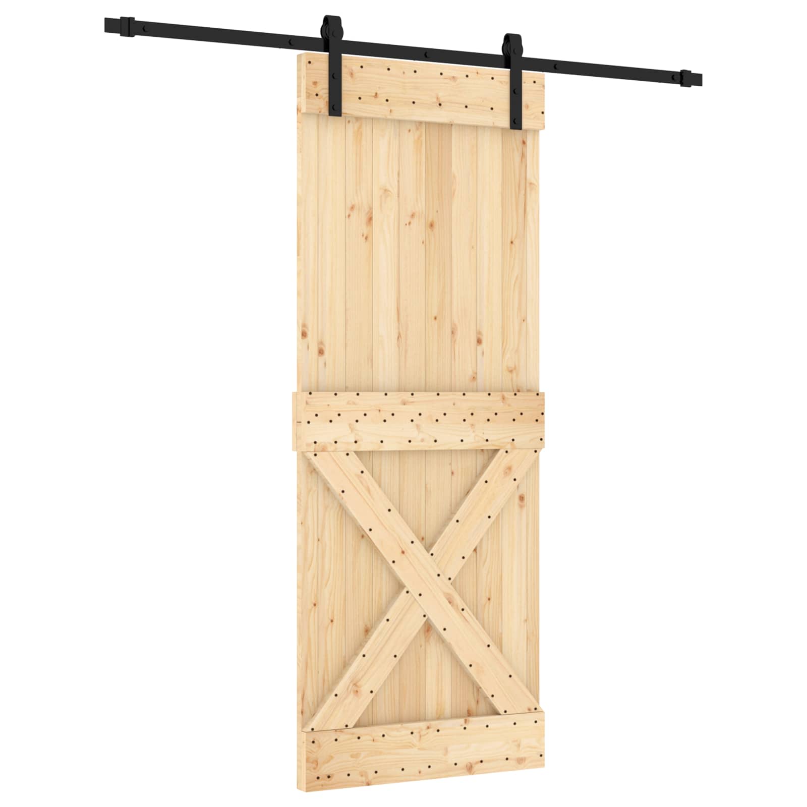 Συρόμενη Πόρτα Φυσικό και Μαύρο 80 x 210 cm - Pakobazaar