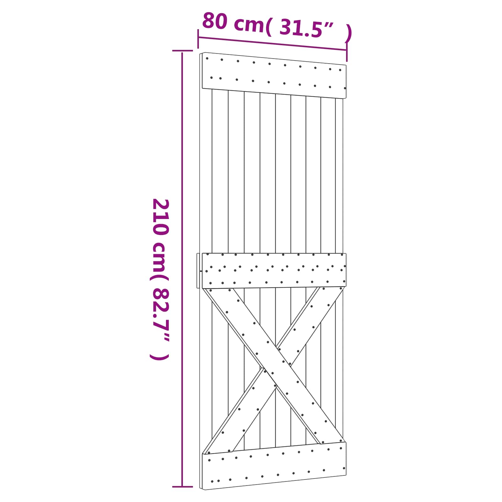 Συρόμενη Πόρτα Φυσικό και Μαύρο 80 x 210 cm - Pakobazaar