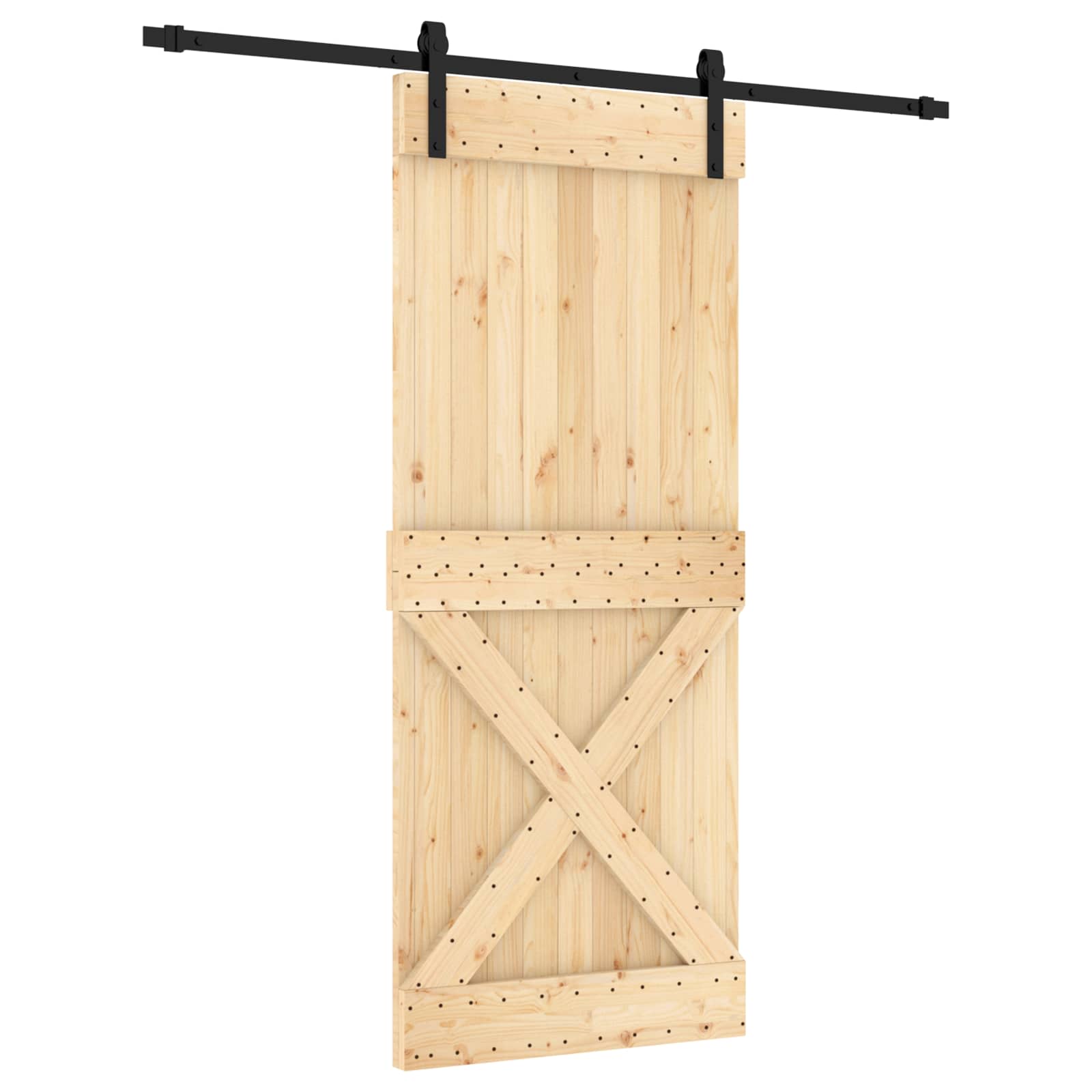 Συρόμενη Πόρτα Φυσικό και Μαύρο 85 x 210 cm - Pakobazaar