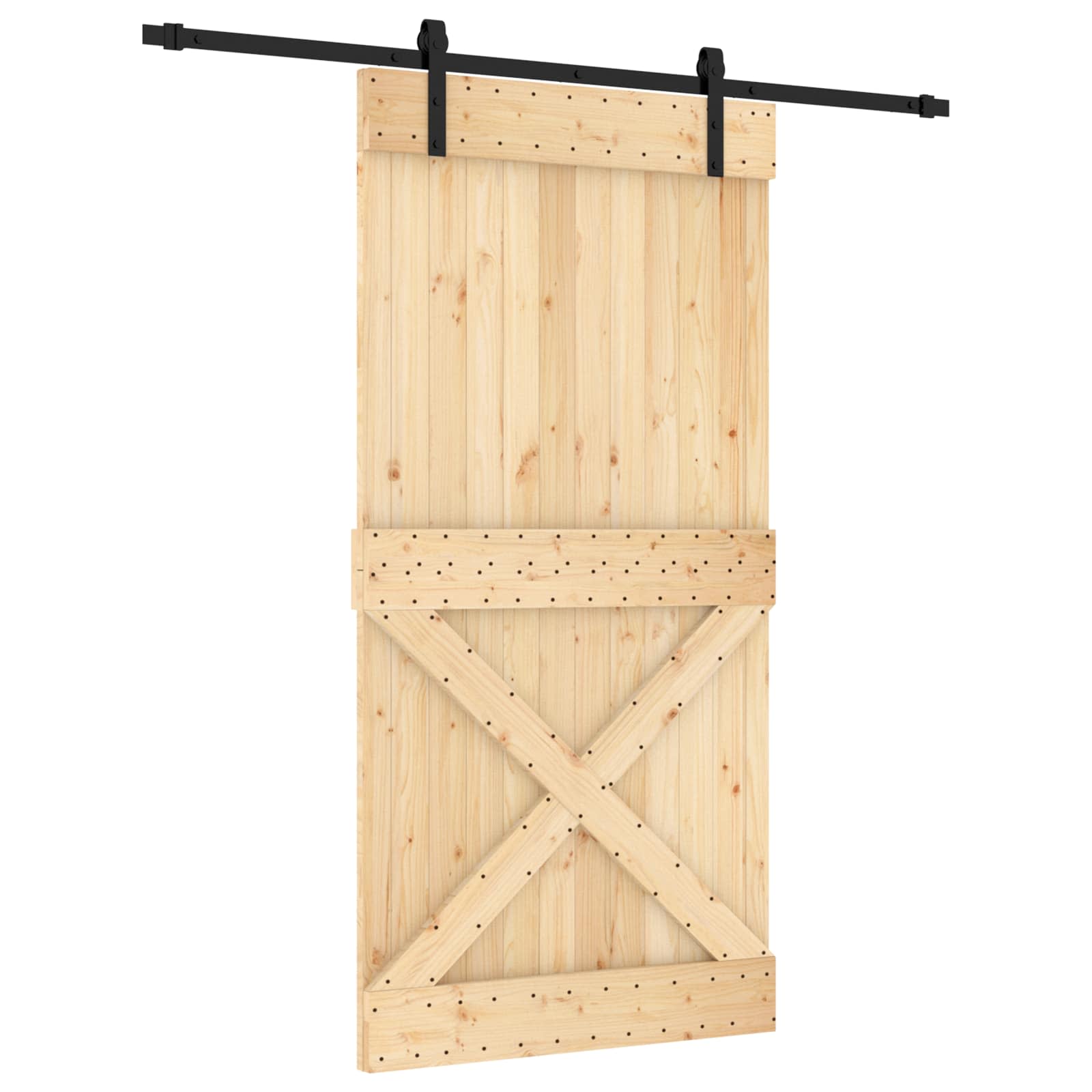 Συρόμενη Πόρτα Φυσικό και Μαύρο 100 x 210 cm - Pakobazaar
