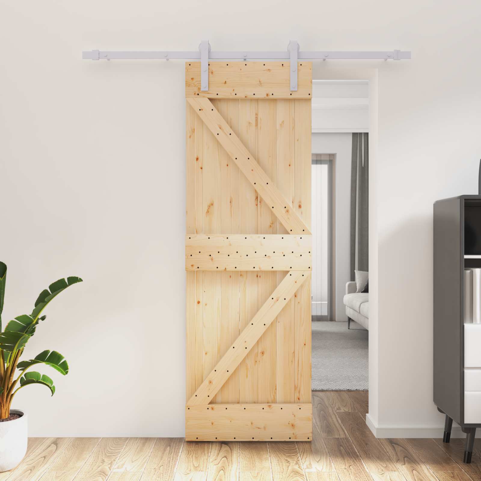 Συρόμενη Πόρτα Φυσικό και Λευκό 70 x 210 cm - Pakobazaar