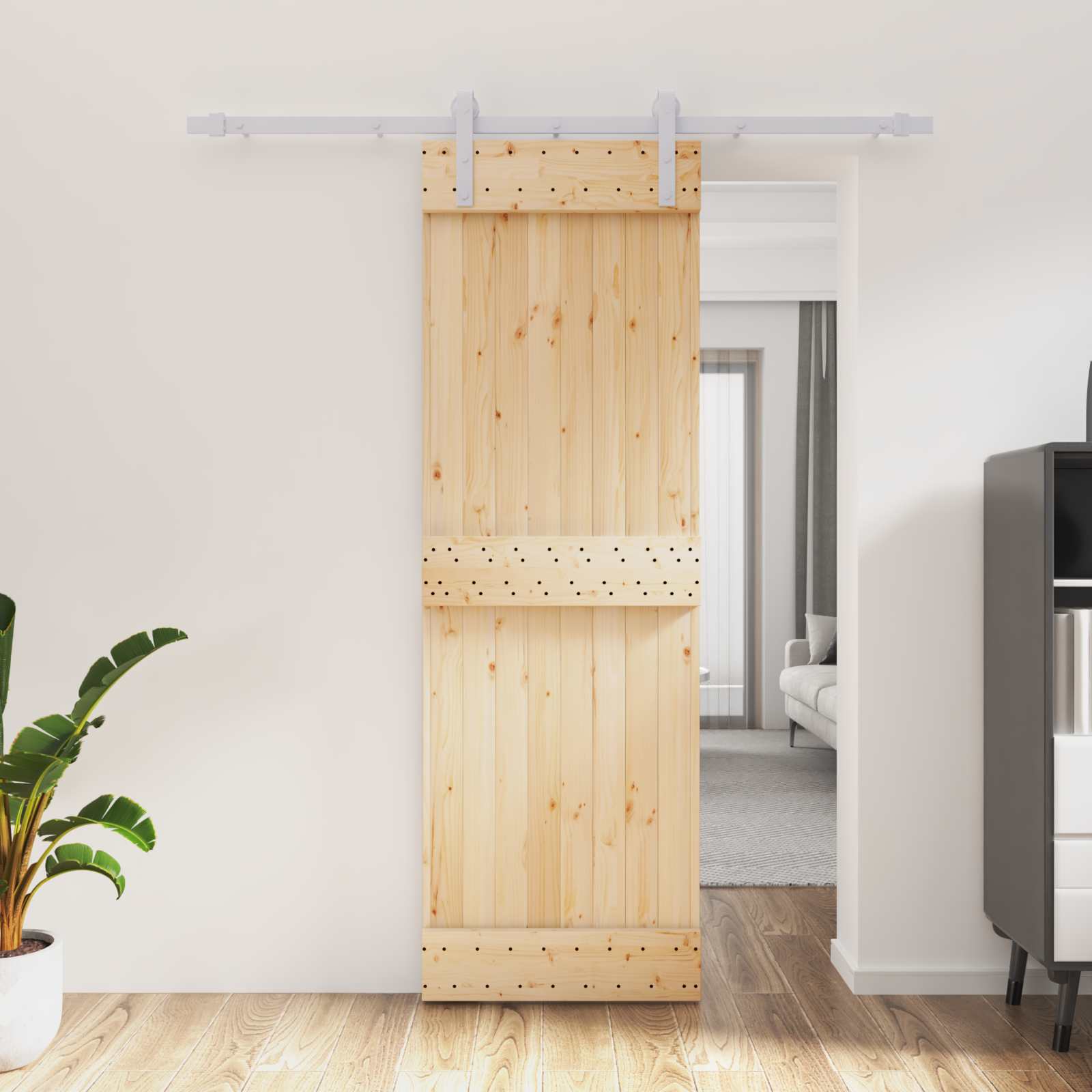 Συρόμενη Πόρτα Φυσικό και Λευκό 70 x 210 cm - Pakobazaar