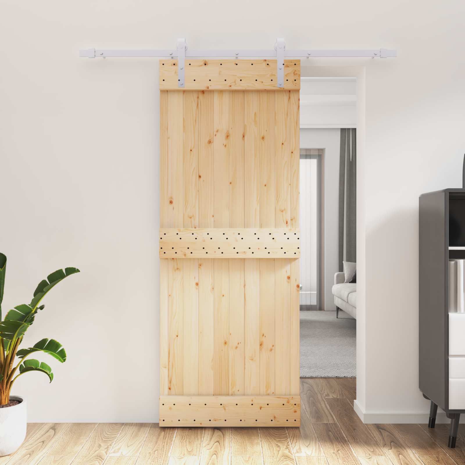 Συρόμενη Πόρτα Φυσικό και Λευκό 80 x 210 cm - Pakobazaar