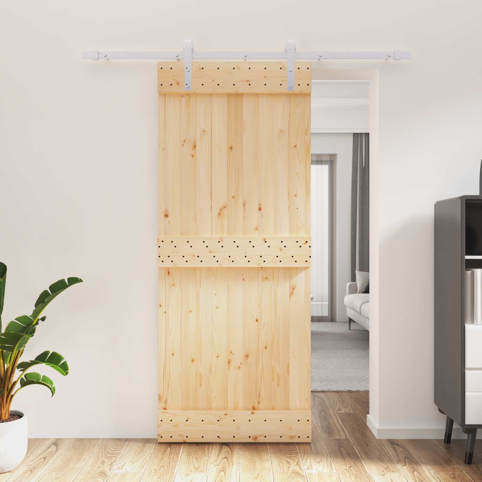 Συρόμενη Πόρτα Φυσικό και Λευκό 85 x 210 cm - Pakobazaar