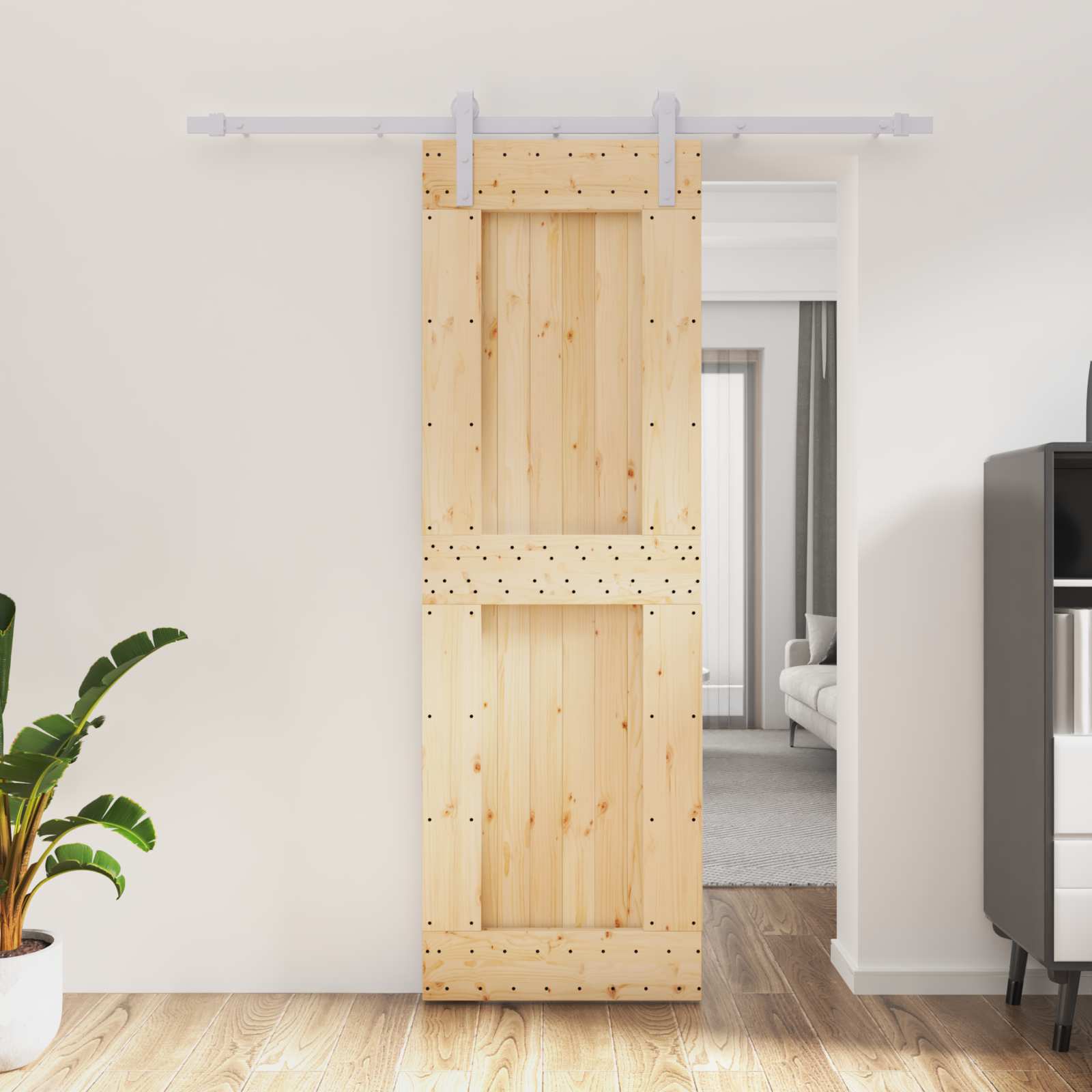 Συρόμενη Πόρτα Φυσικό και Λευκό 70 x 210 cm