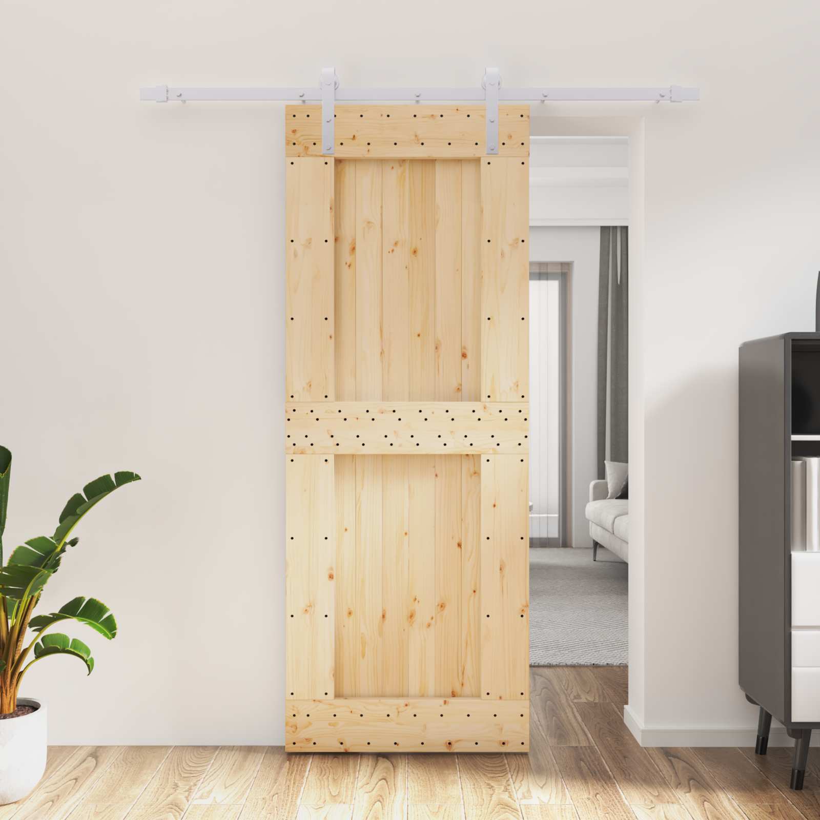 Συρόμενη Πόρτα Φυσικό και Λευκό 80 x 210 cm - Pakobazaar