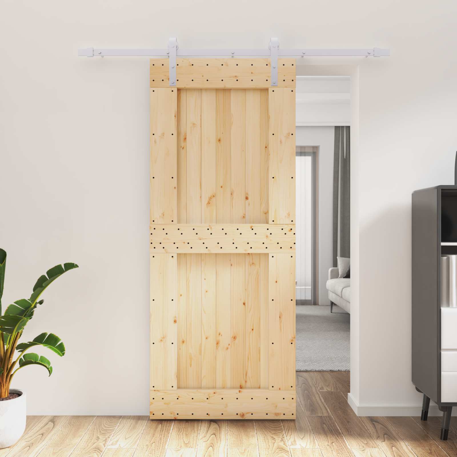 Συρόμενη Πόρτα Φυσικό και Λευκό 85 x 210 cm