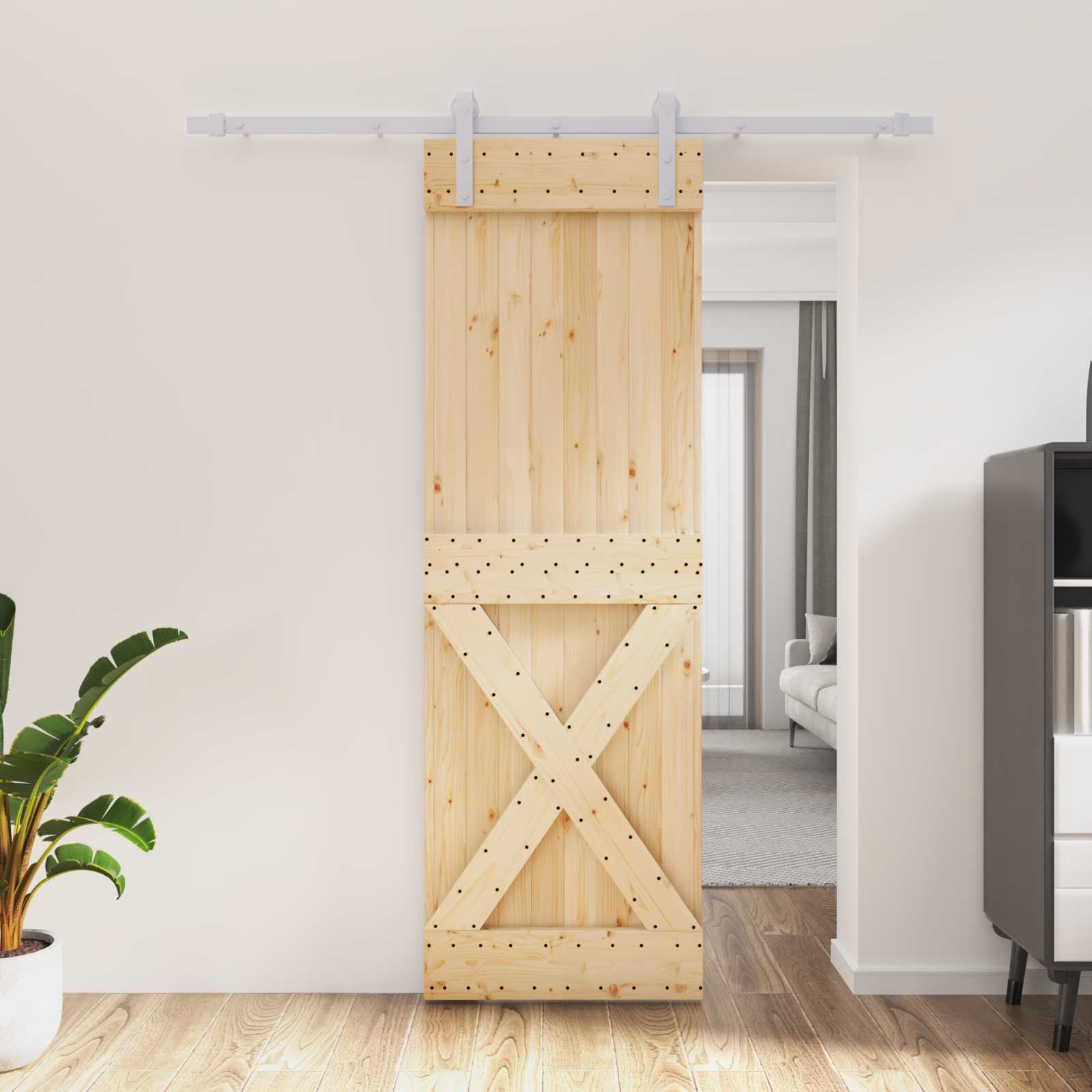 Συρόμενη Πόρτα Φυσικό και Λευκό 70 x 210 cm - Pakobazaar