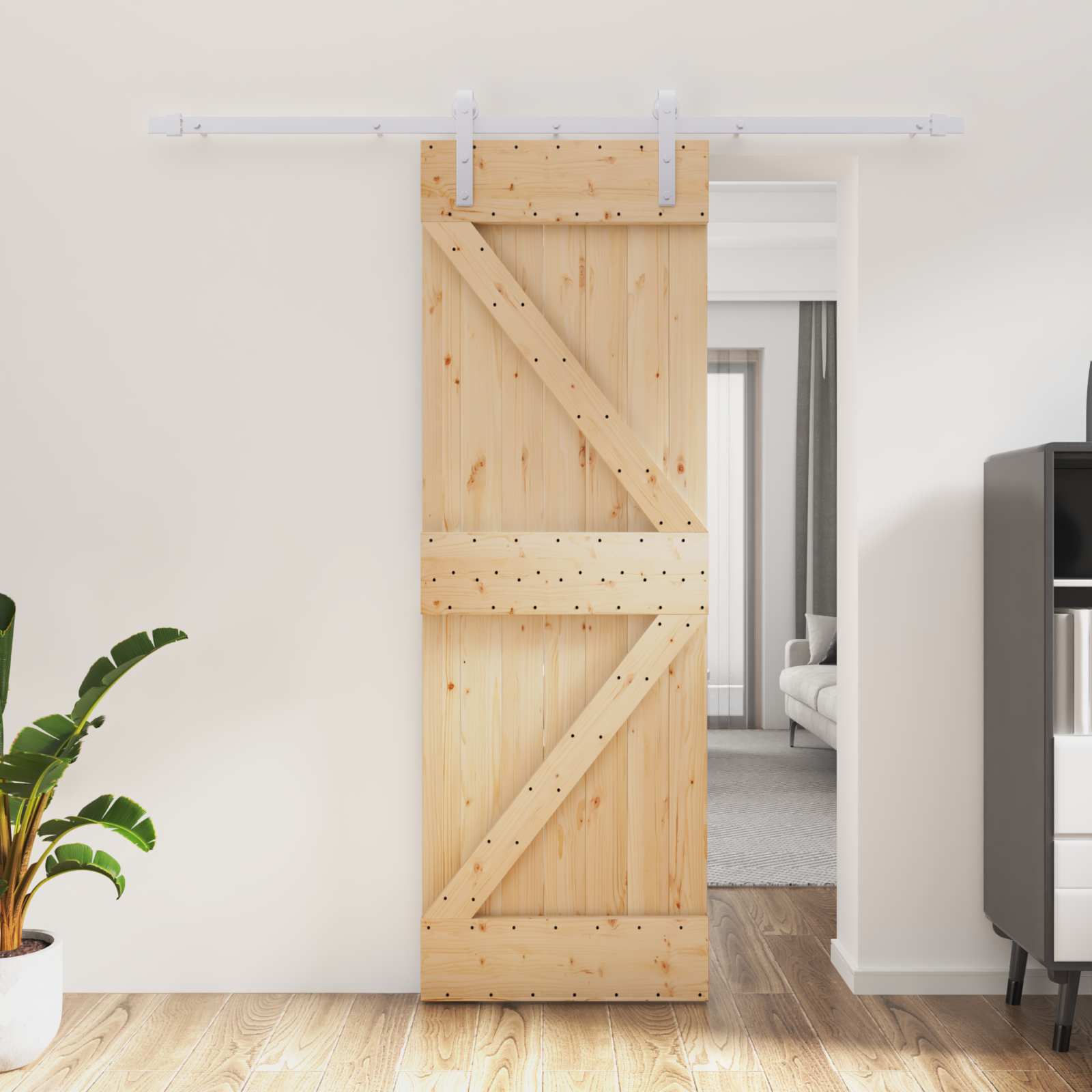 Συρόμενη Πόρτα Φυσικό και Λευκό 70 x 210 cm - Pakobazaar