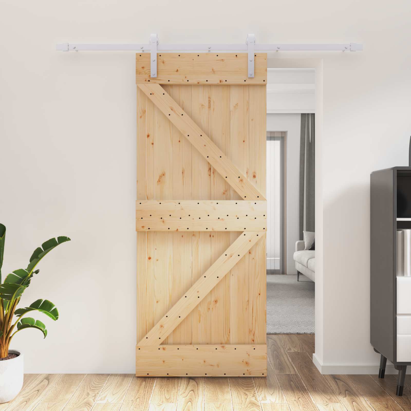 Συρόμενη Πόρτα Φυσικό και Λευκό 85 x 210 cm - Pakobazaar