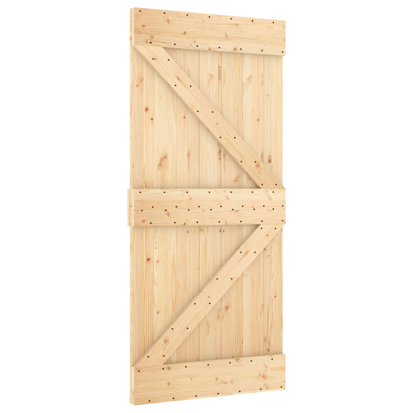 Συρόμενη Πόρτα Φυσικό και Λευκό 100 x 210 cm Μασίφ Ξύλο Πεύκου - Pakobazaar