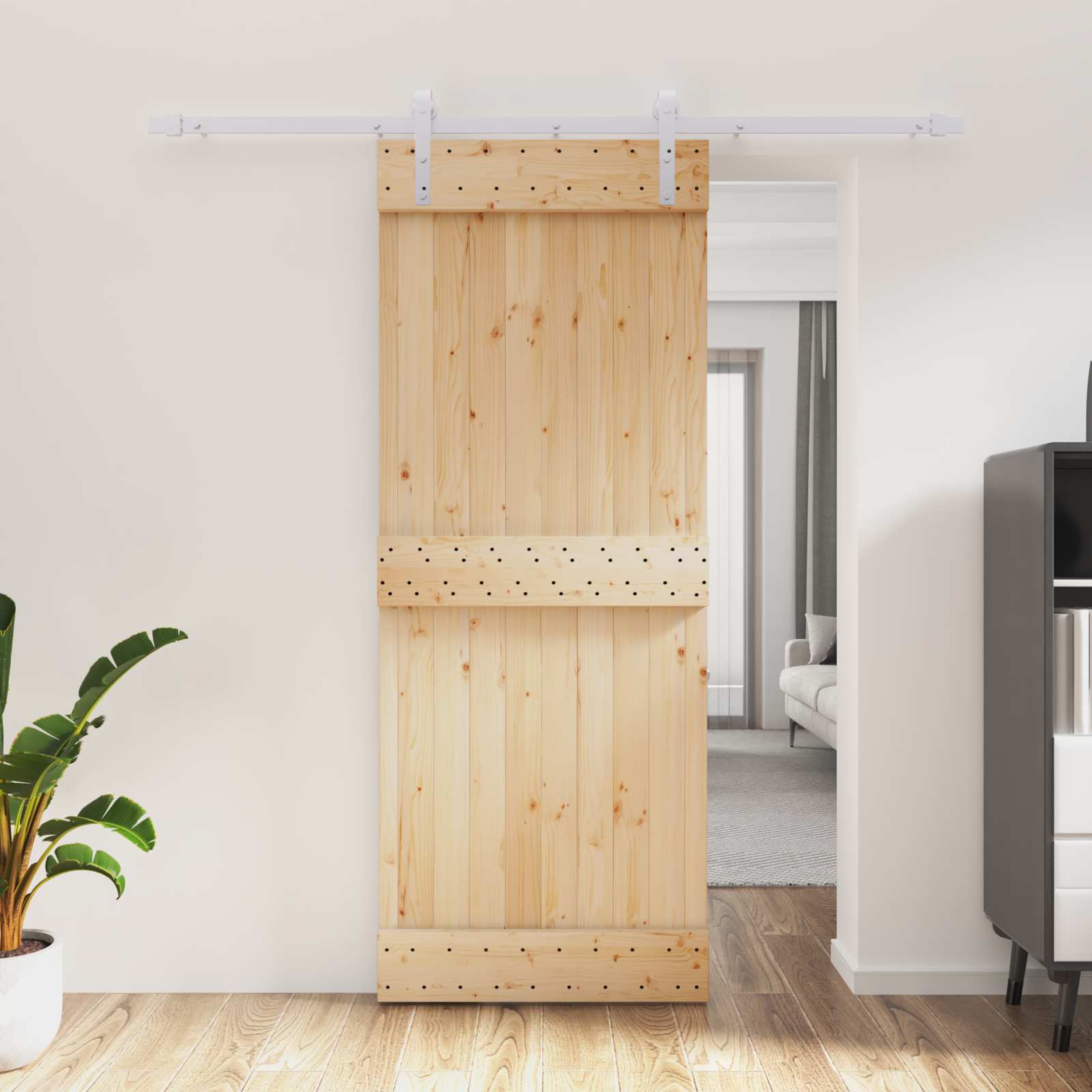 Συρόμενη Πόρτα Φυσικό και Λευκό 80 x 210 cm - Pakobazaar