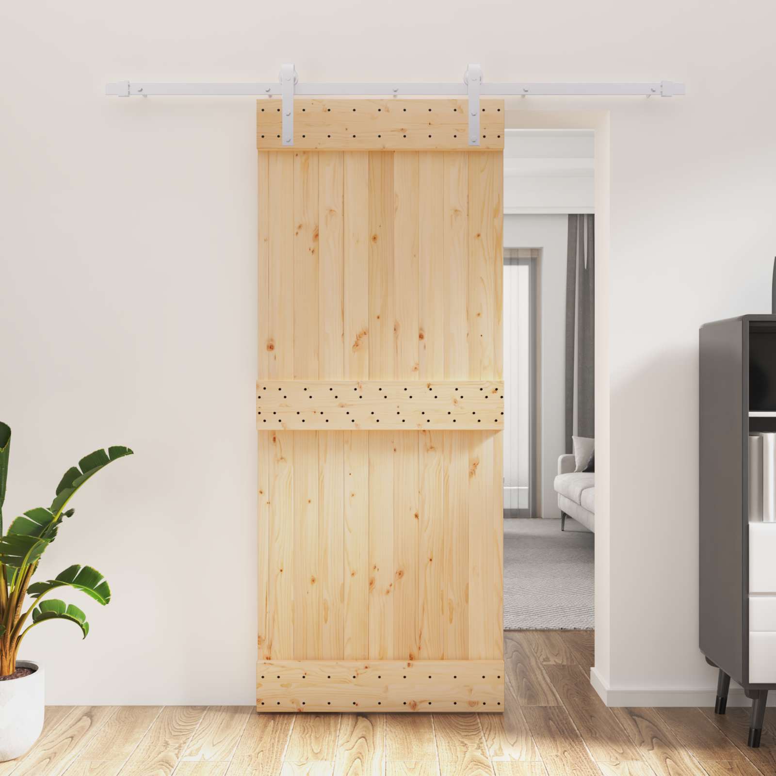 Συρόμενη Πόρτα Φυσικό και Λευκό 85 x 210 cm