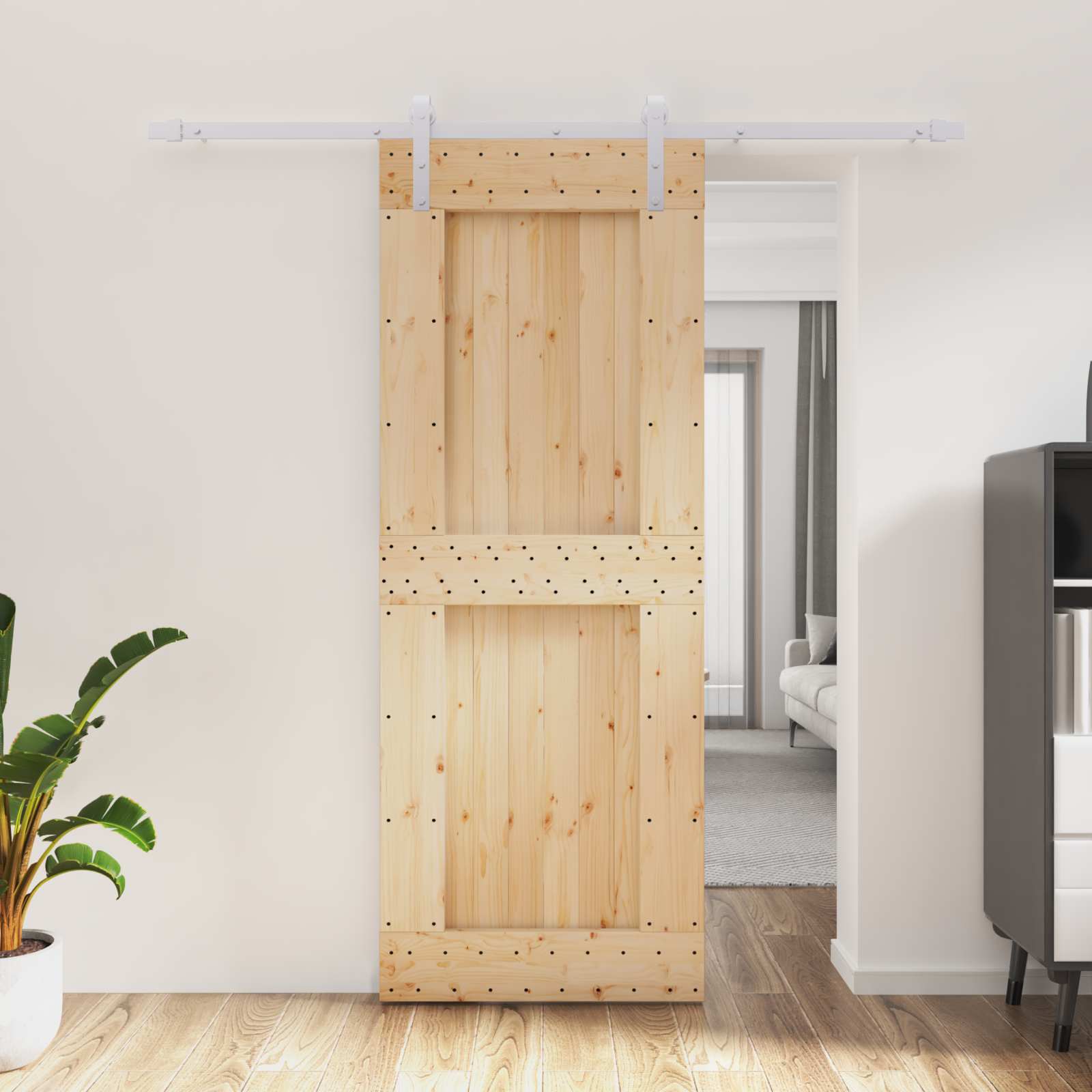 Συρόμενη Πόρτα Φυσικό και Λευκό 80 x 210 cm - Pakobazaar