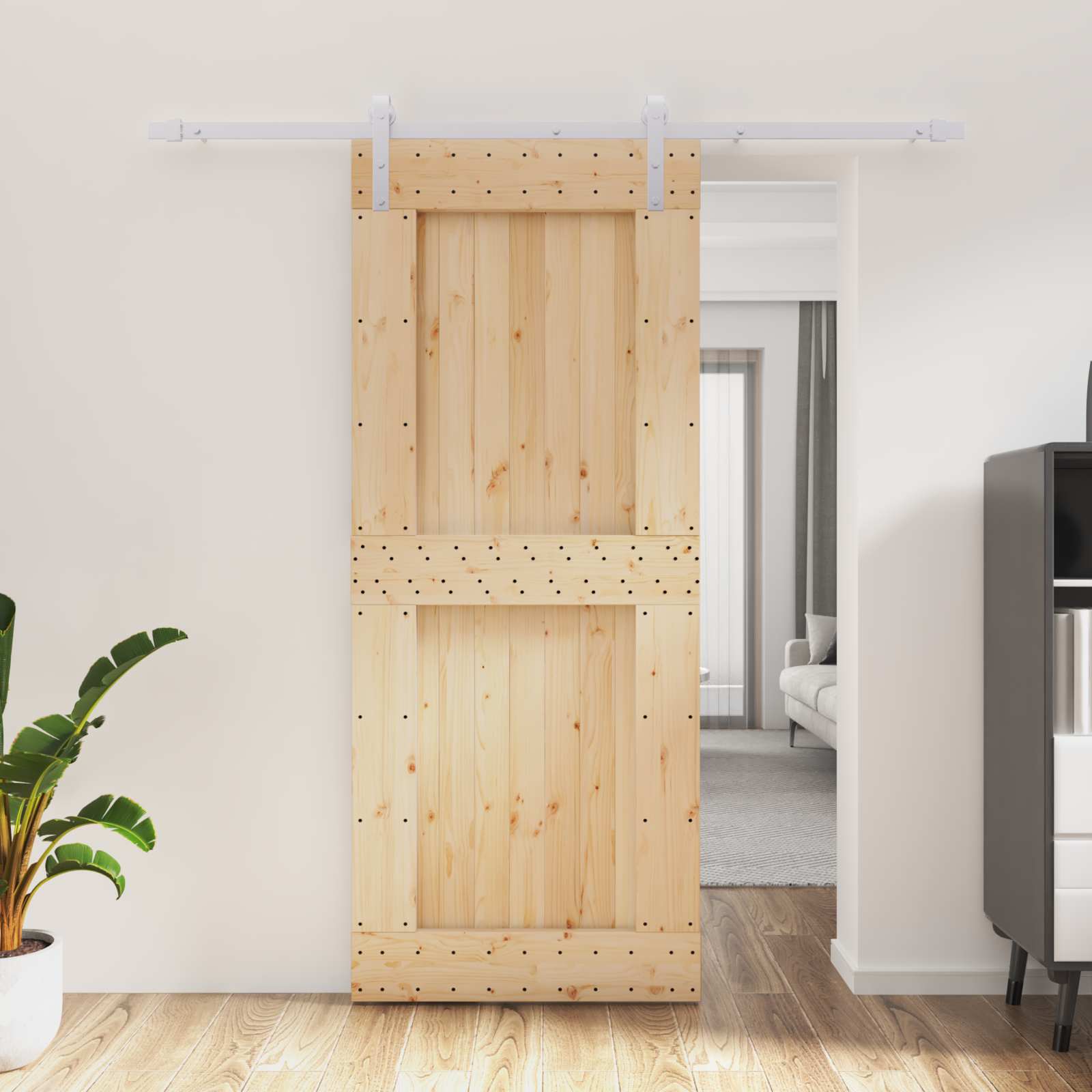 Συρόμενη Πόρτα Φυσικό και Λευκό 85 x 210 cm - Pakobazaar