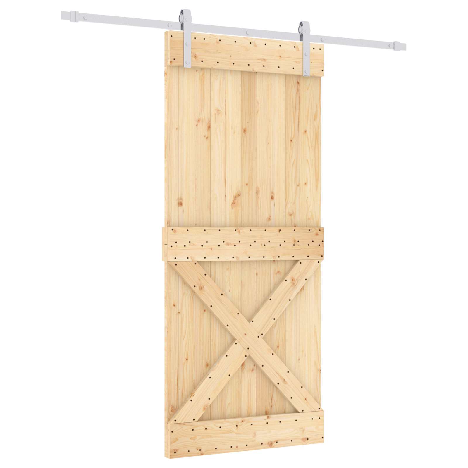 Συρόμενη Πόρτα Φυσικό και Λευκό 90 x 210 cm - Pakobazaar