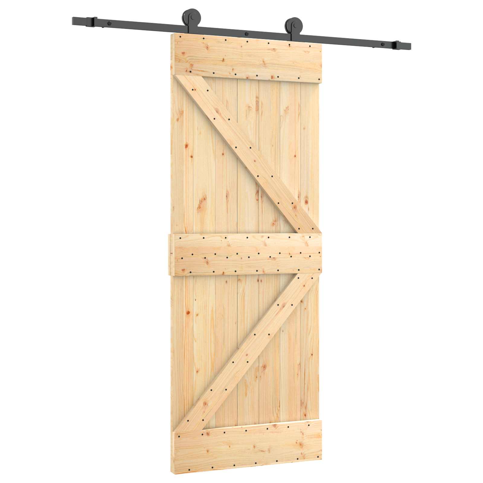 Συρόμενη Πόρτα Φυσικό και Μαύρο 85 x 210 cm - Pakobazaar
