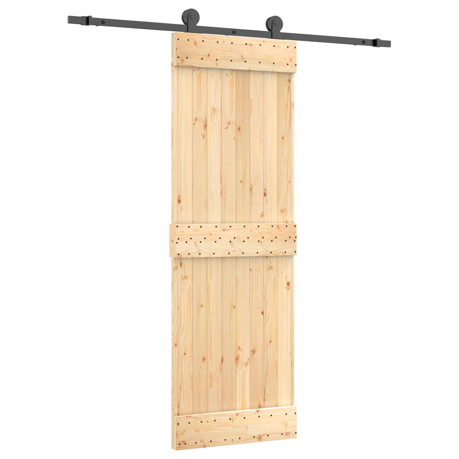 Συρόμενη Πόρτα Φυσικό και Μαύρο 70 x 210 cm - Pakobazaar