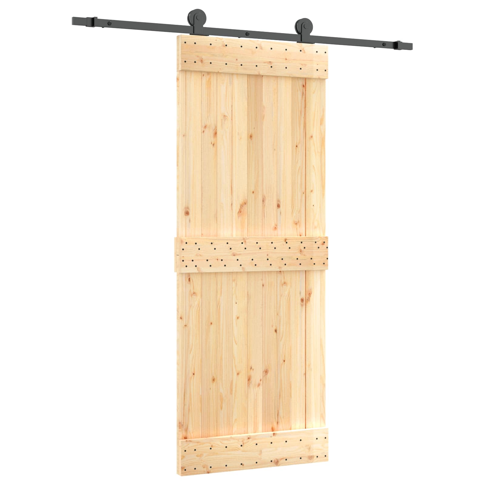 Συρόμενη Πόρτα Φυσικό και Μαύρο 80 x 210 cm - Pakobazaar