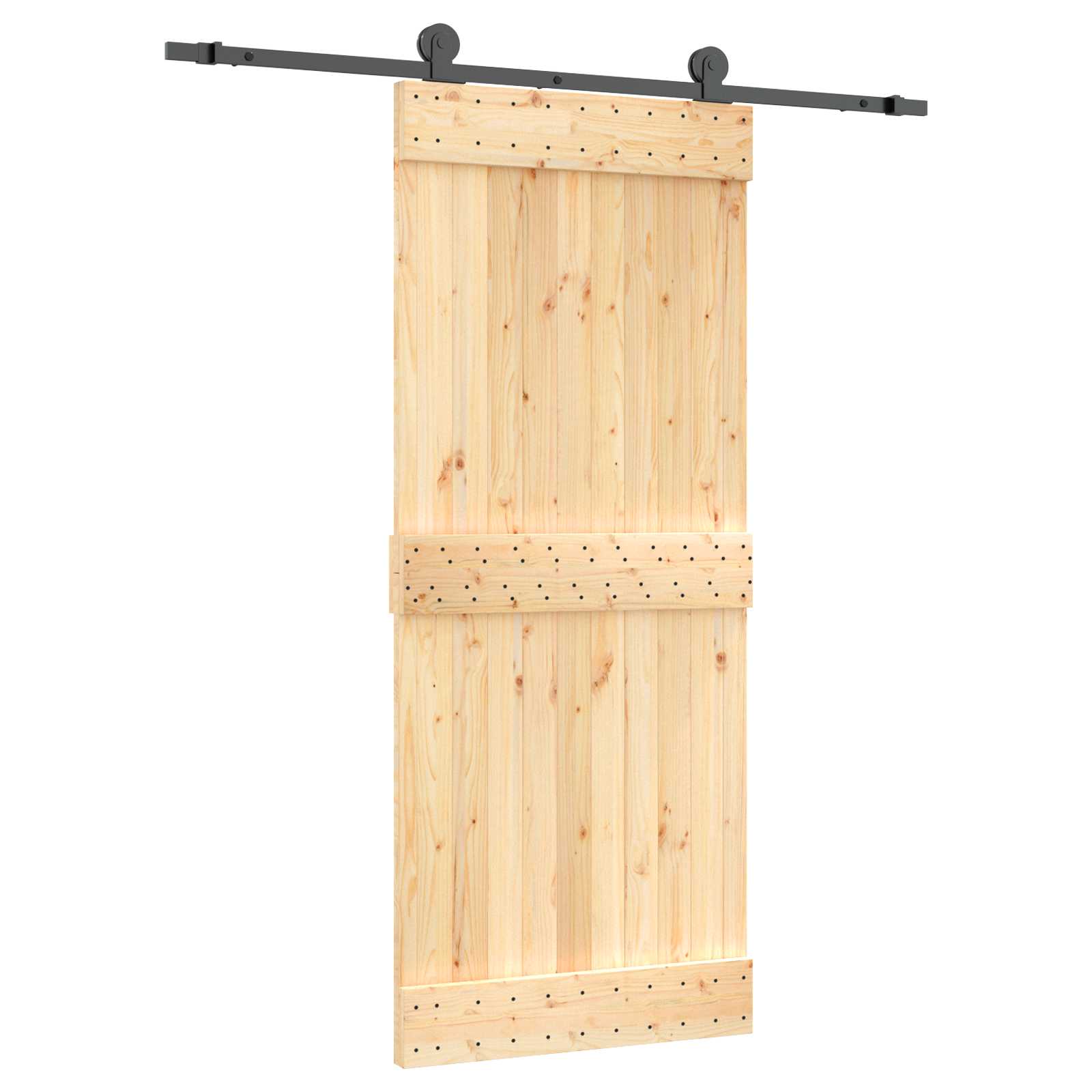 Συρόμενη Πόρτα Φυσικό και Μαύρο 85 x 210 cm - Pakobazaar