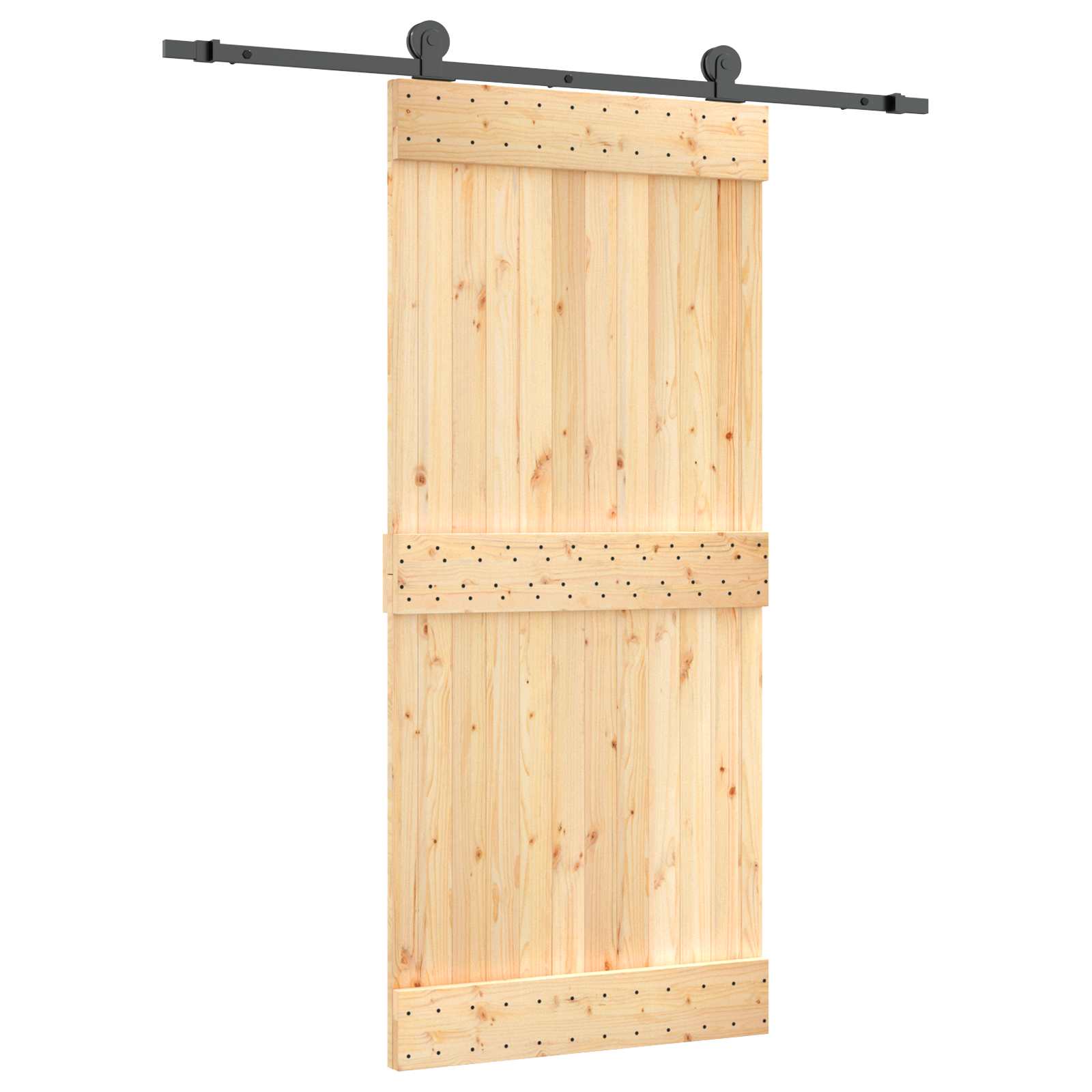 Συρόμενη Πόρτα Φυσικό και Μαύρο 90 x 210 cm - Pakobazaar
