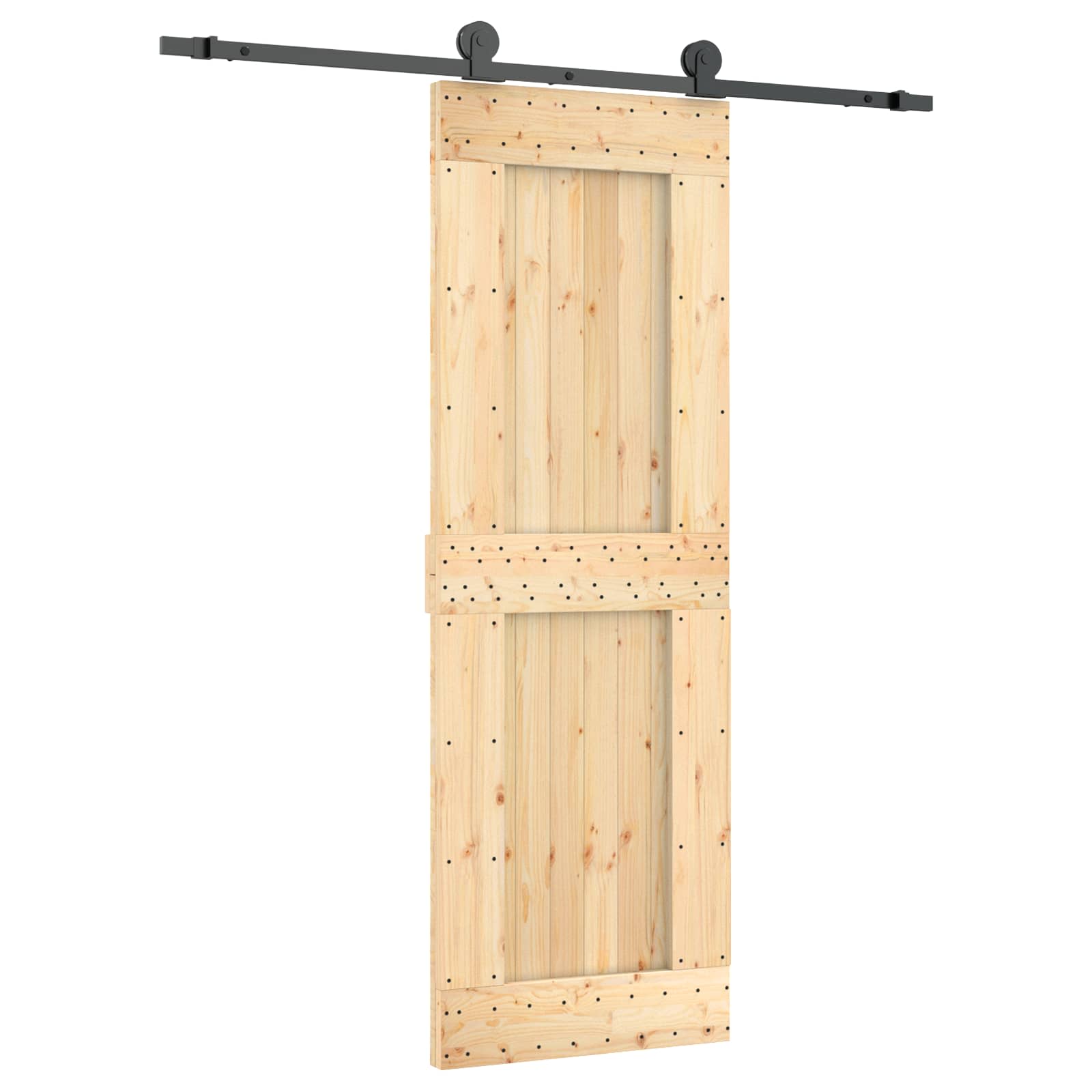 Συρόμενη Πόρτα Φυσικό και Μαύρο 70 x 210 cm - Pakobazaar
