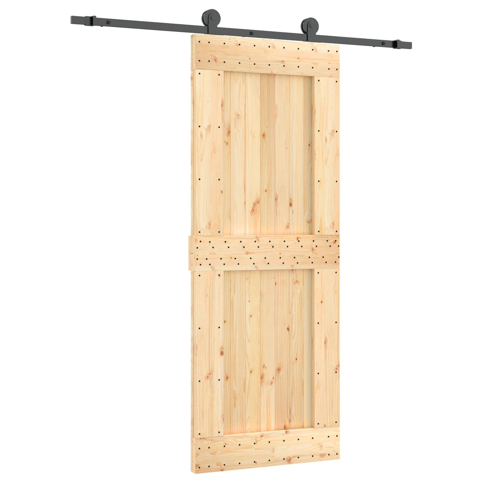 Συρόμενη Πόρτα Φυσικό και Μαύρο 80 x 210 cm