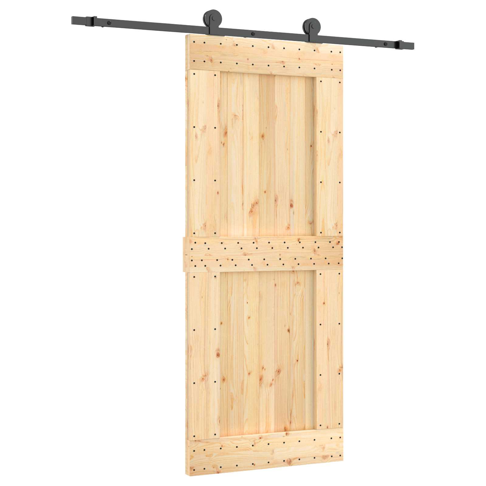 Συρόμενη Πόρτα Φυσικό και Μαύρο 85 x 210 cm