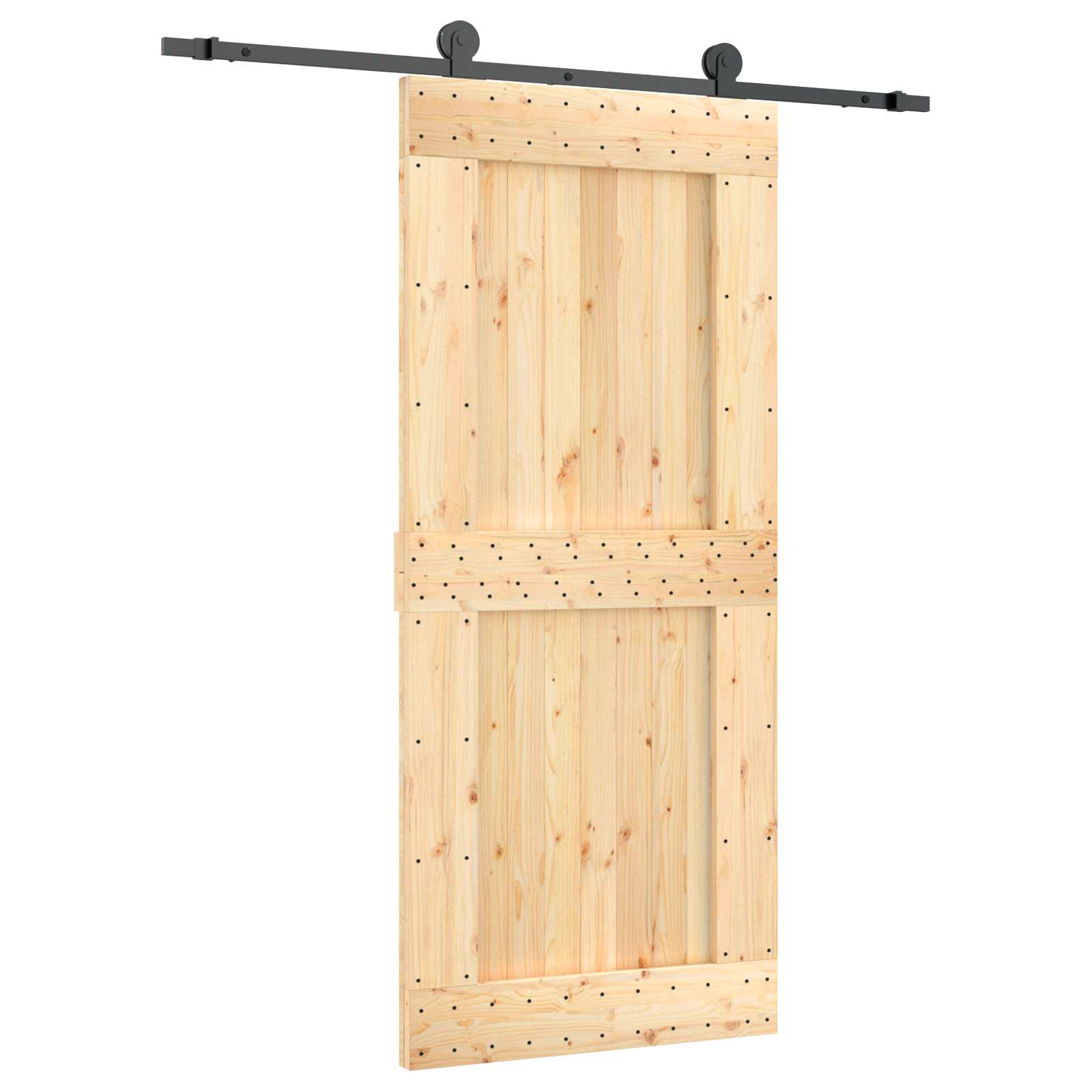 Συρόμενη Πόρτα Φυσικό και Μαύρο 90 x 210 cm - Pakobazaar
