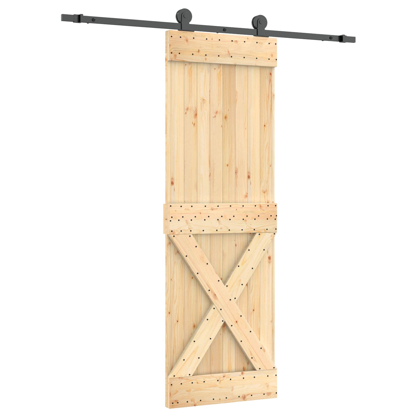 Συρόμενη Πόρτα Φυσικό και Μαύρο 70 x 210 cm - Pakobazaar