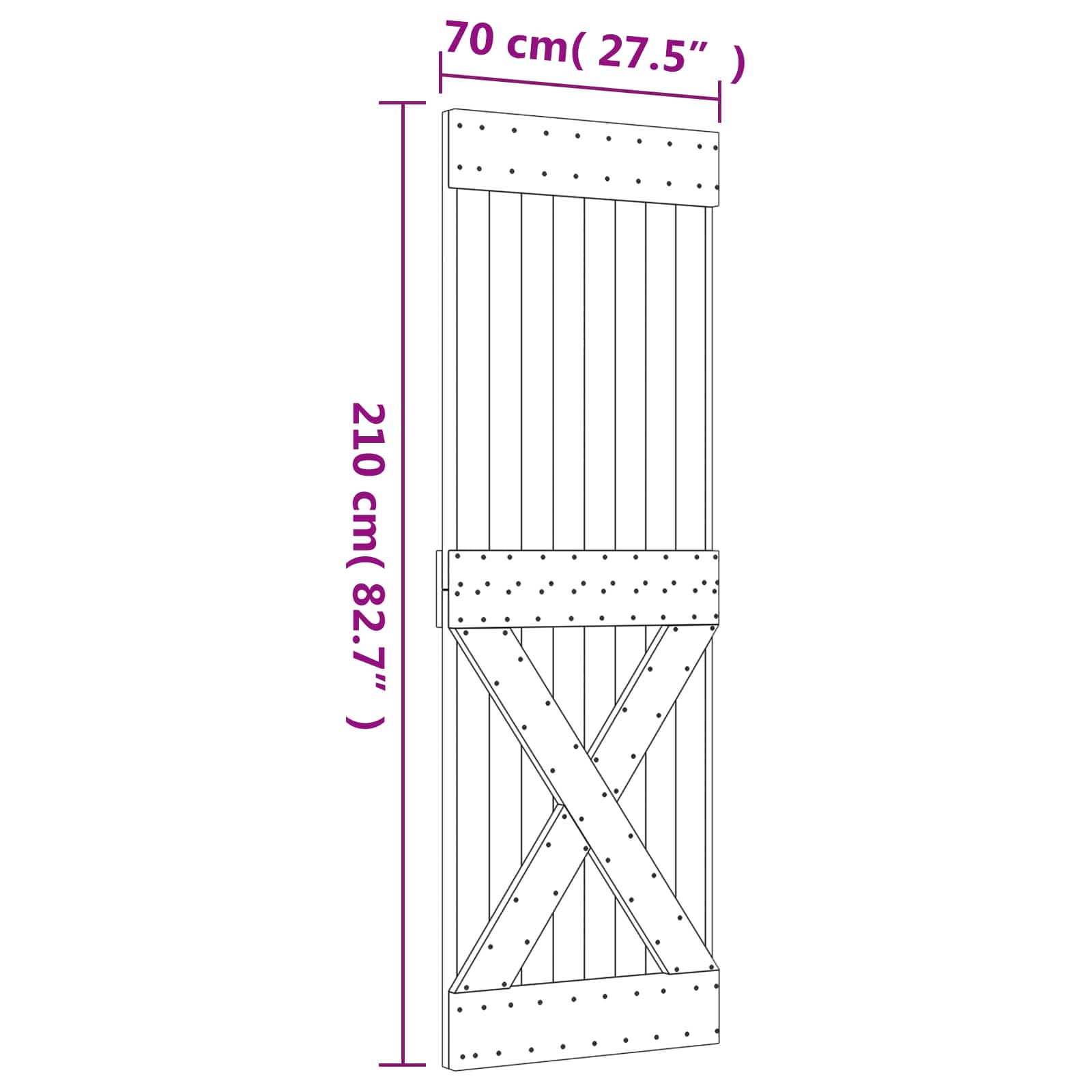 Συρόμενη Πόρτα Φυσικό και Μαύρο 70 x 210 cm - Pakobazaar