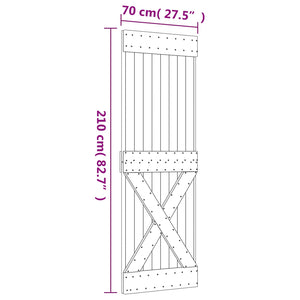 Συρόμενη Πόρτα Φυσικό και Μαύρο 70 x 210 cm - Pakobazaar