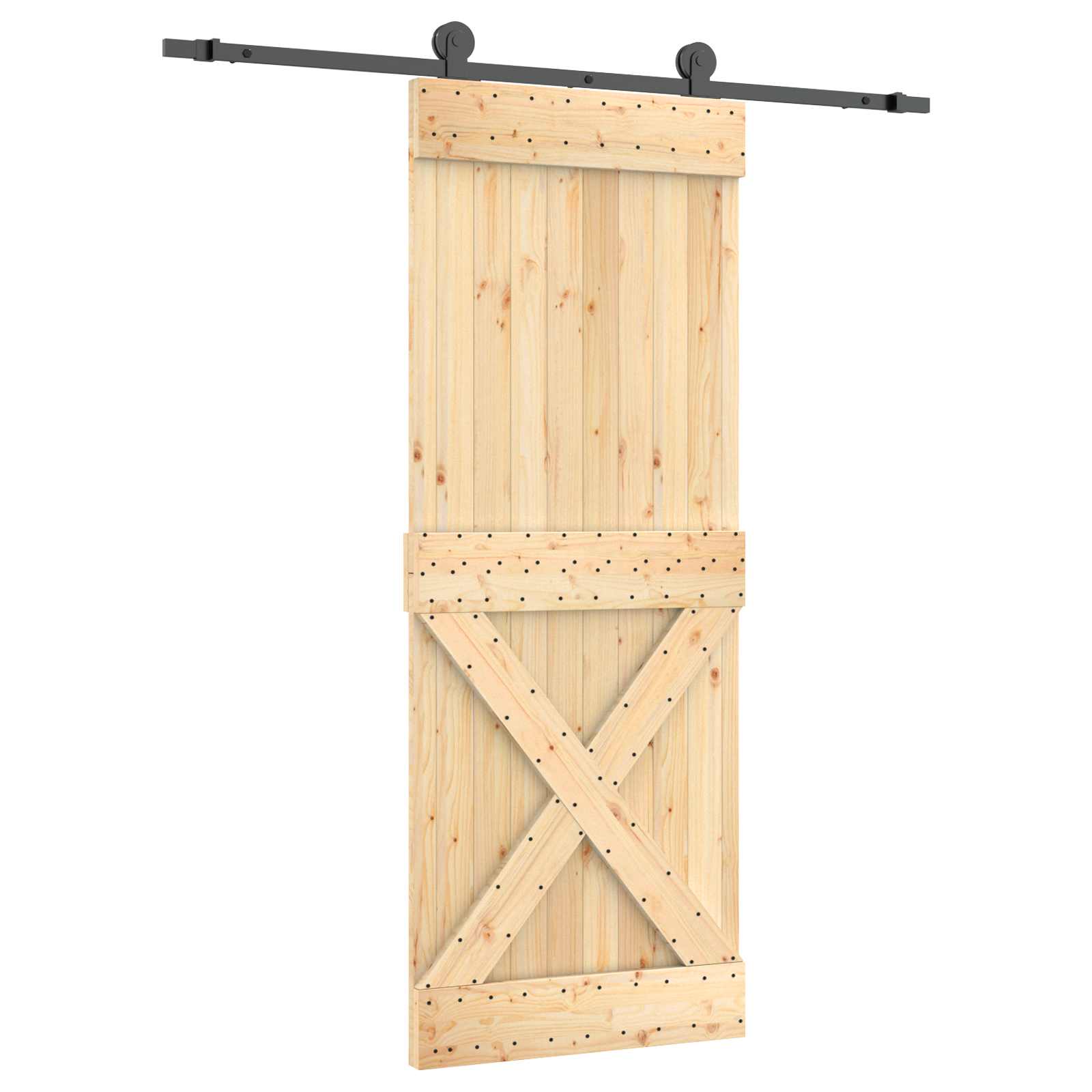 Συρόμενη Πόρτα Φυσικό και Μαύρο 80 x 210 cm - Pakobazaar