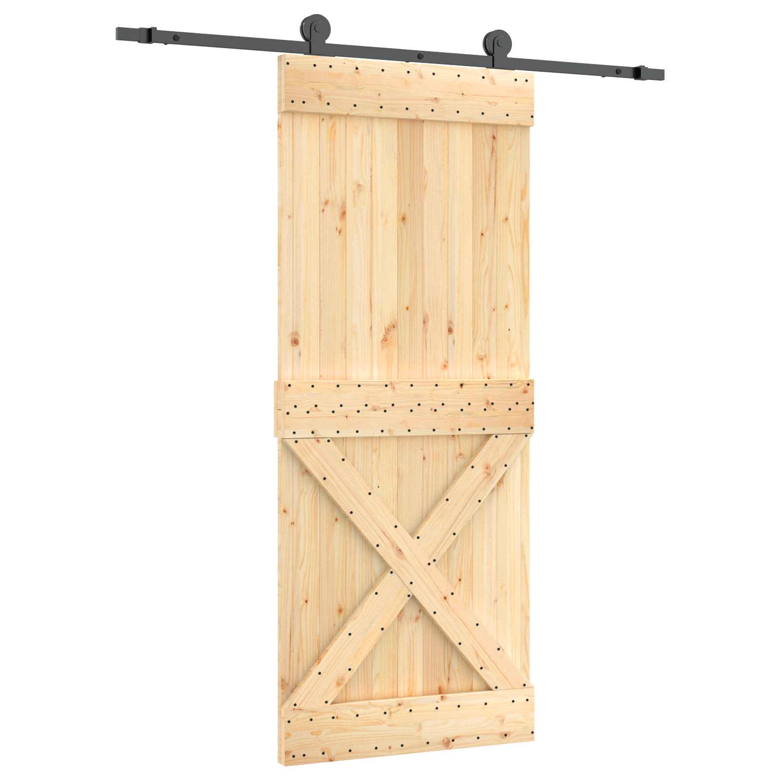Συρόμενη Πόρτα Φυσικό και Μαύρο 85 x 210 cm - Pakobazaar