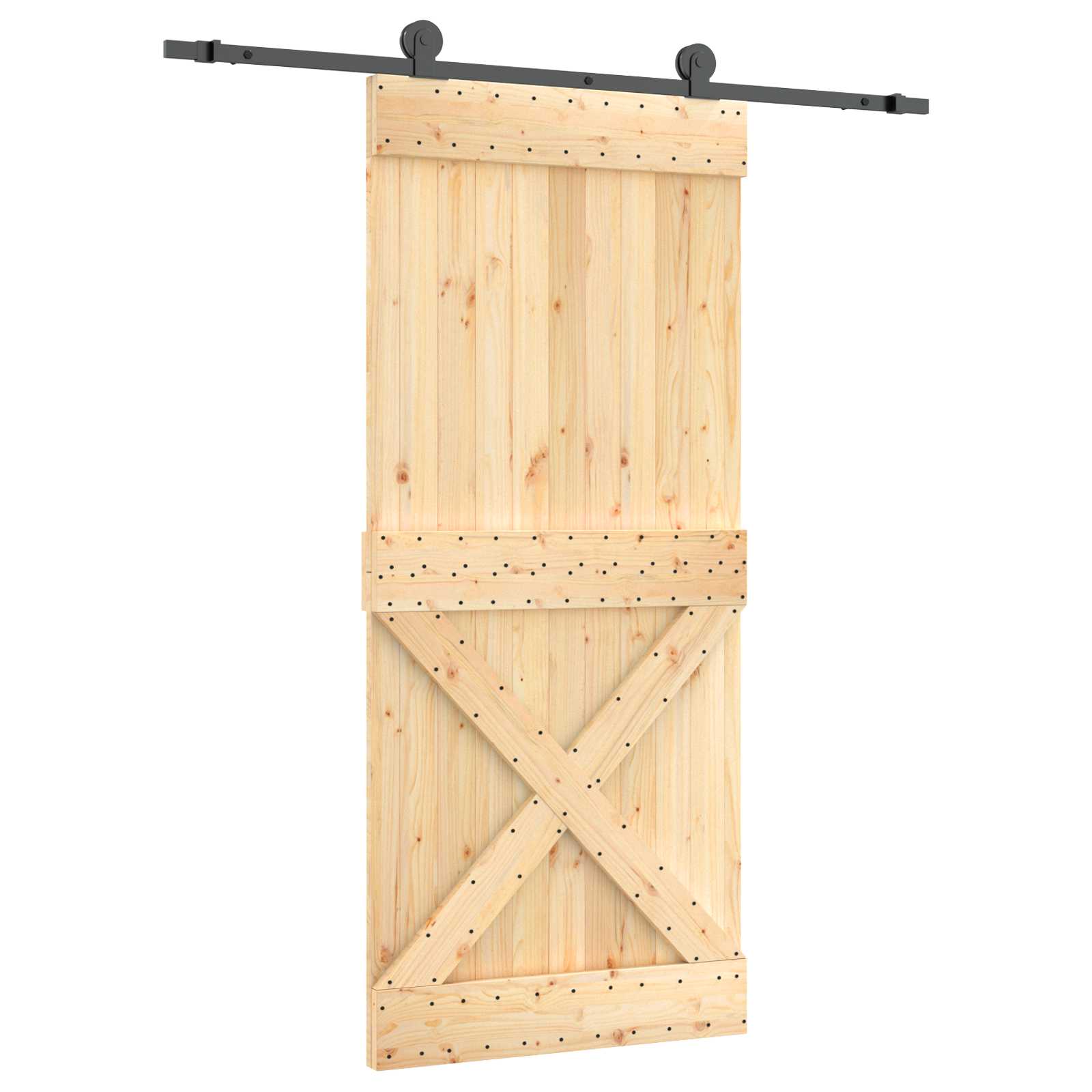 Συρόμενη Πόρτα Φυσικό και Μαύρο 90 x 210 cm - Pakobazaar